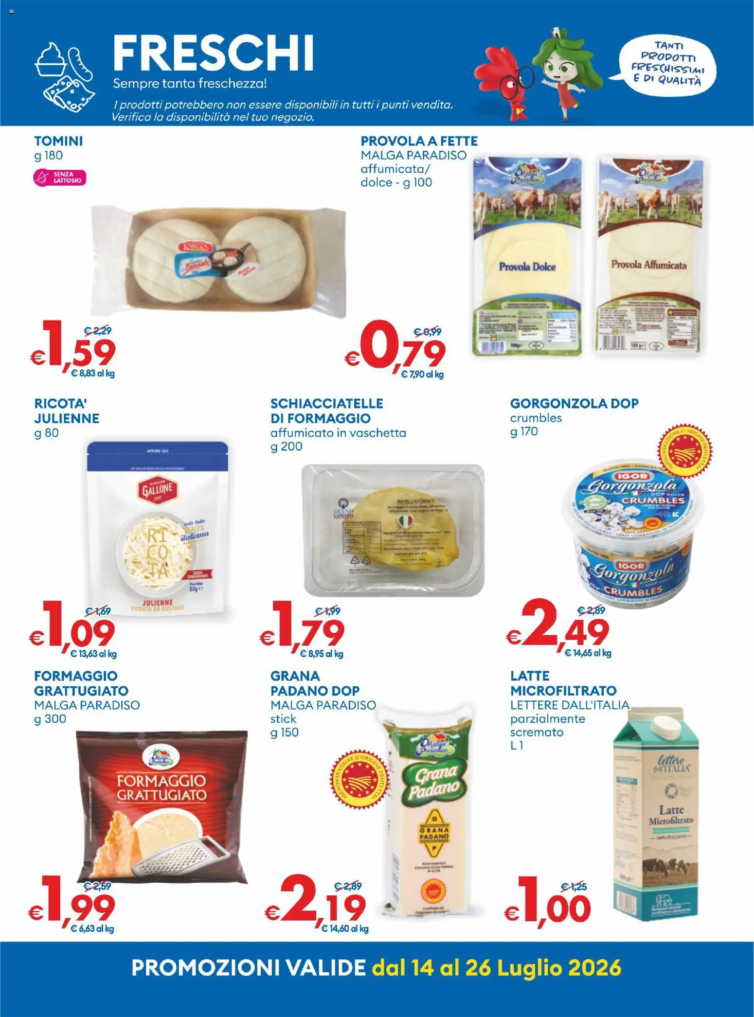 Volantino MD Discount del 14/07/2026 | Pagina: 7 | Prodotti: Latte, Formaggio, Provola, Gorgonzola