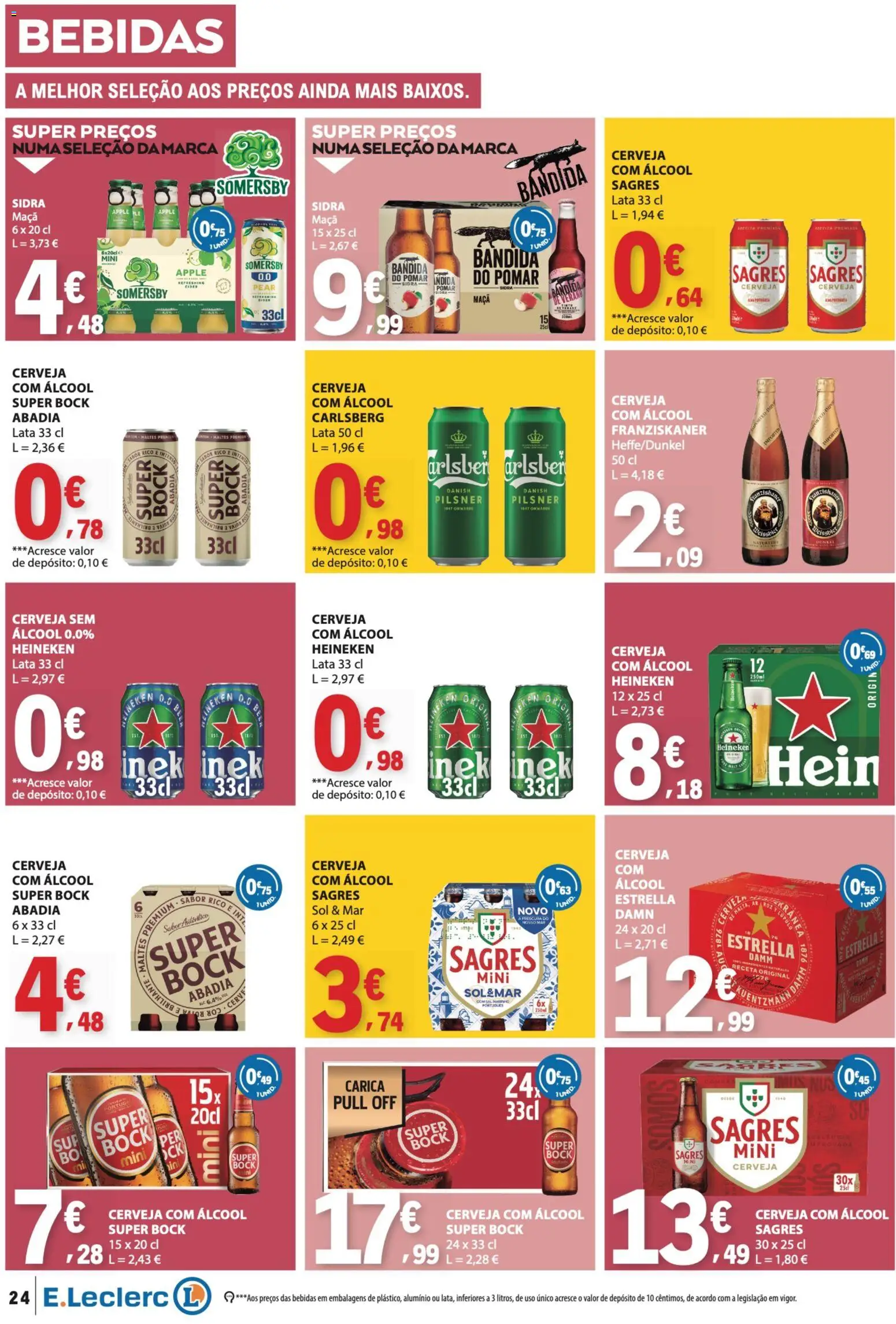 E.Leclerc folheto │ válido de 10/09/2026 | Página: 24 | Produtos: Super bock, Bebidas, Maça, Cerveja