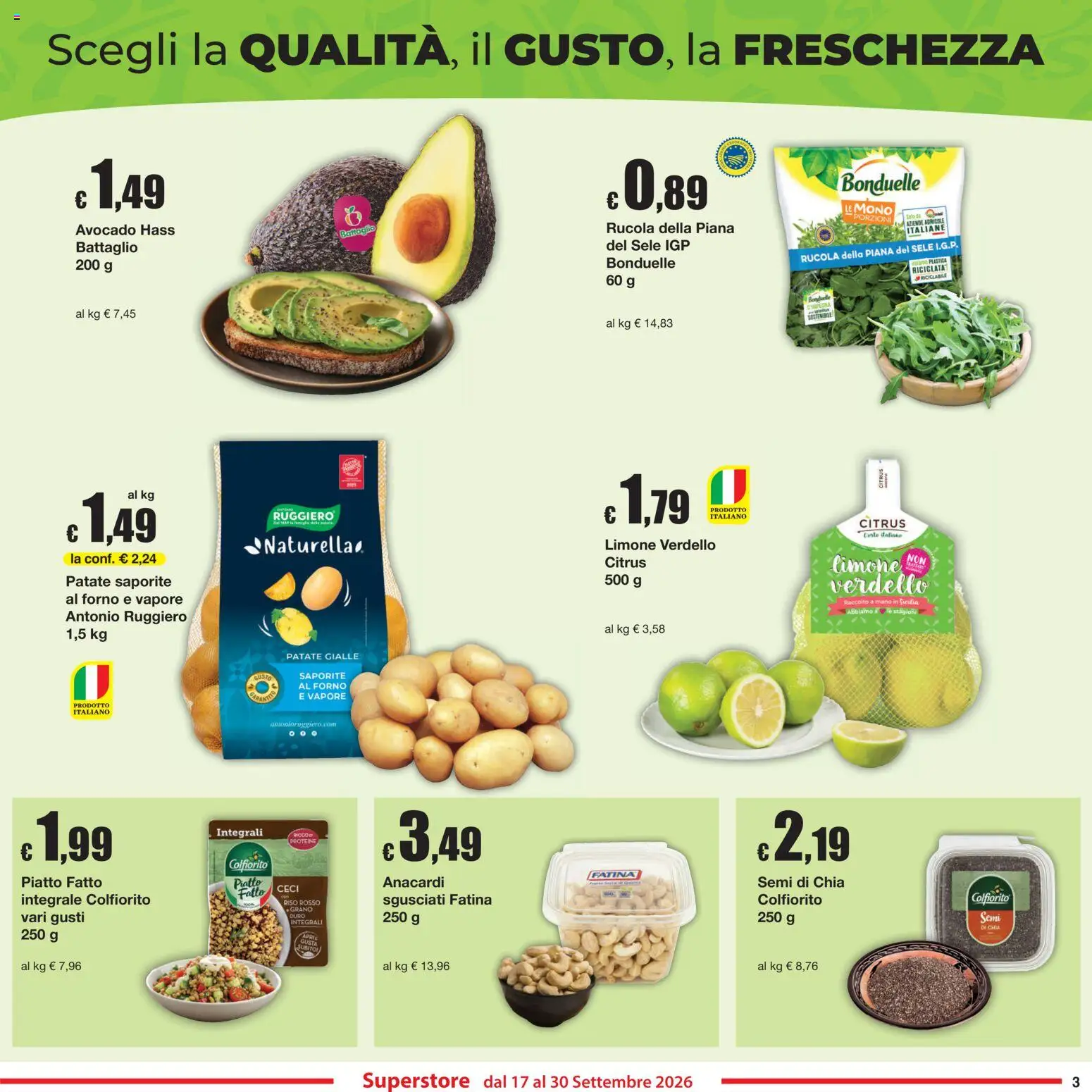 Volantino Sì con Te del 17/09/2026 | Pagina: 3 | Prodotti: Avocado, Ceci, Limone, Anacardi