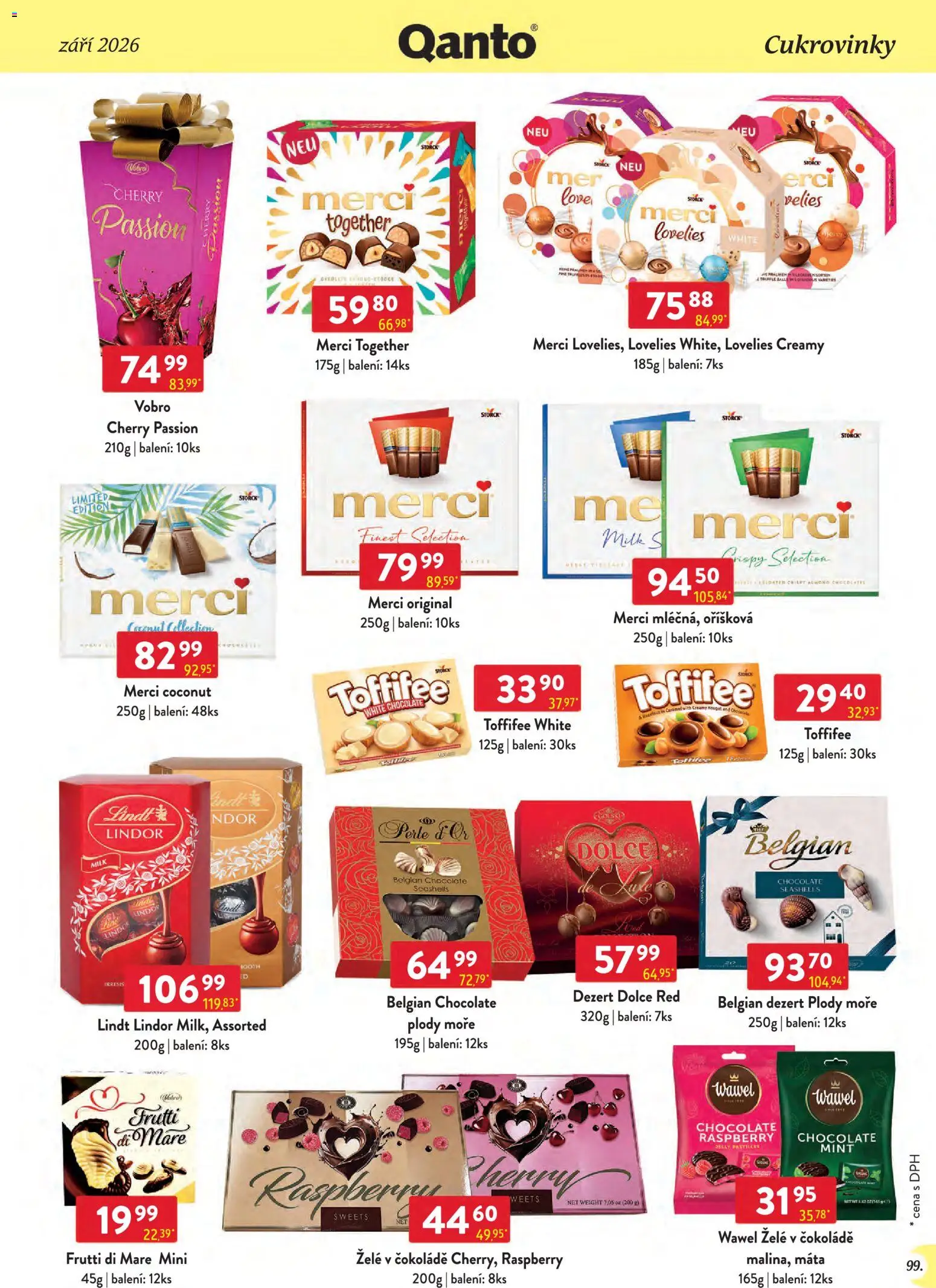 Astur & Qanto leták - Velkoobchod 09/2026 od 01.09.2026 | Strana: 99 | Produkty: Lindt, Toffifee, Merci, Toffifee White
