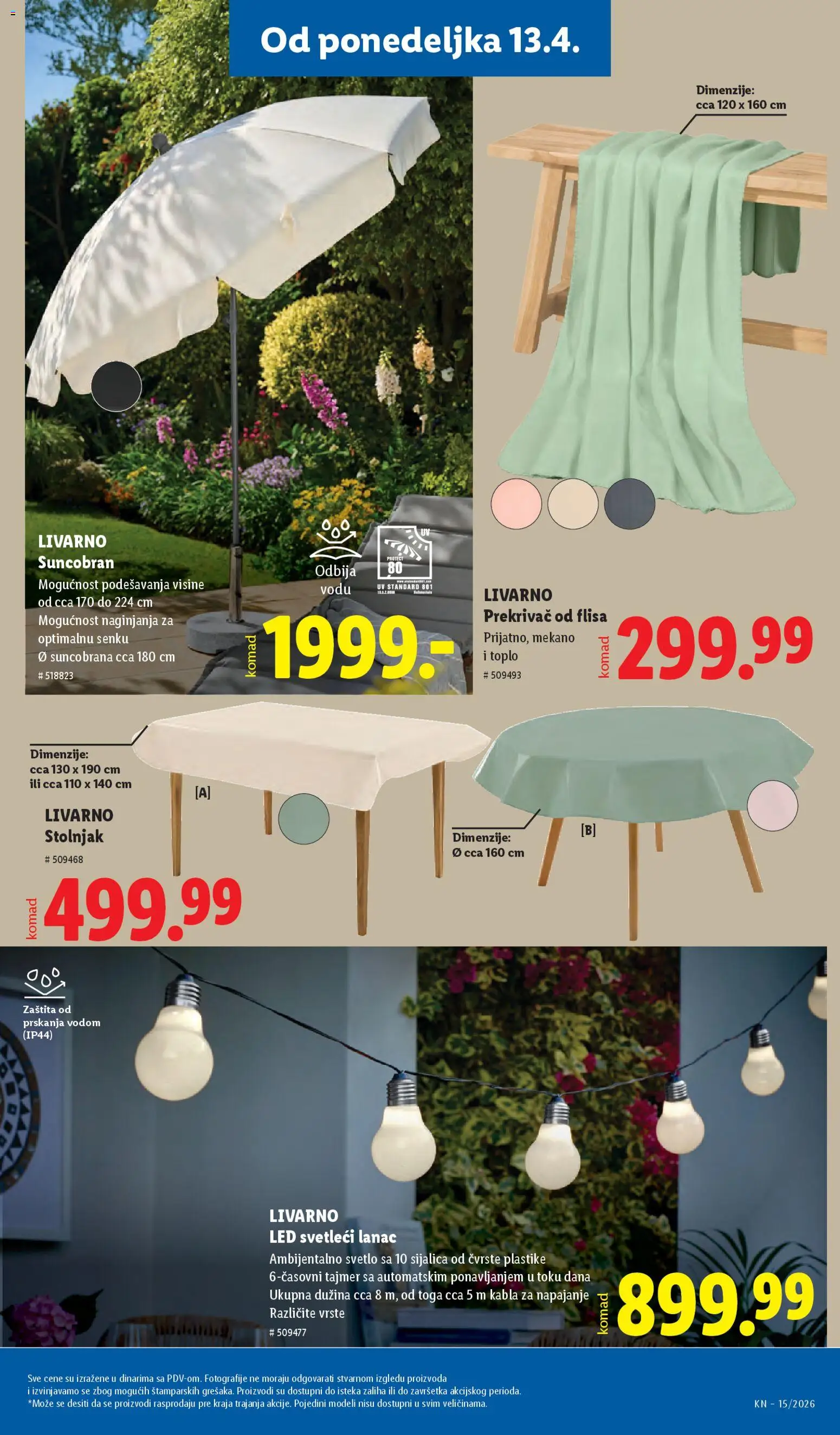 Lidl katalog - važi od 09.04.2026 | Strana: 101 | Proizvode: Led, Sijalica, Stolnjak, Suncobran