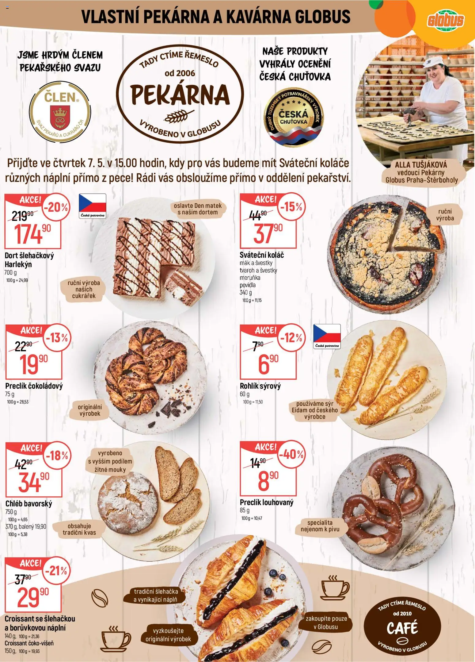 Globus leták - Praha-Štěrboholy od 06.05.2026 | Strana: 6 | Produkty: Globus, Rohlík, Šlehačka, Dort