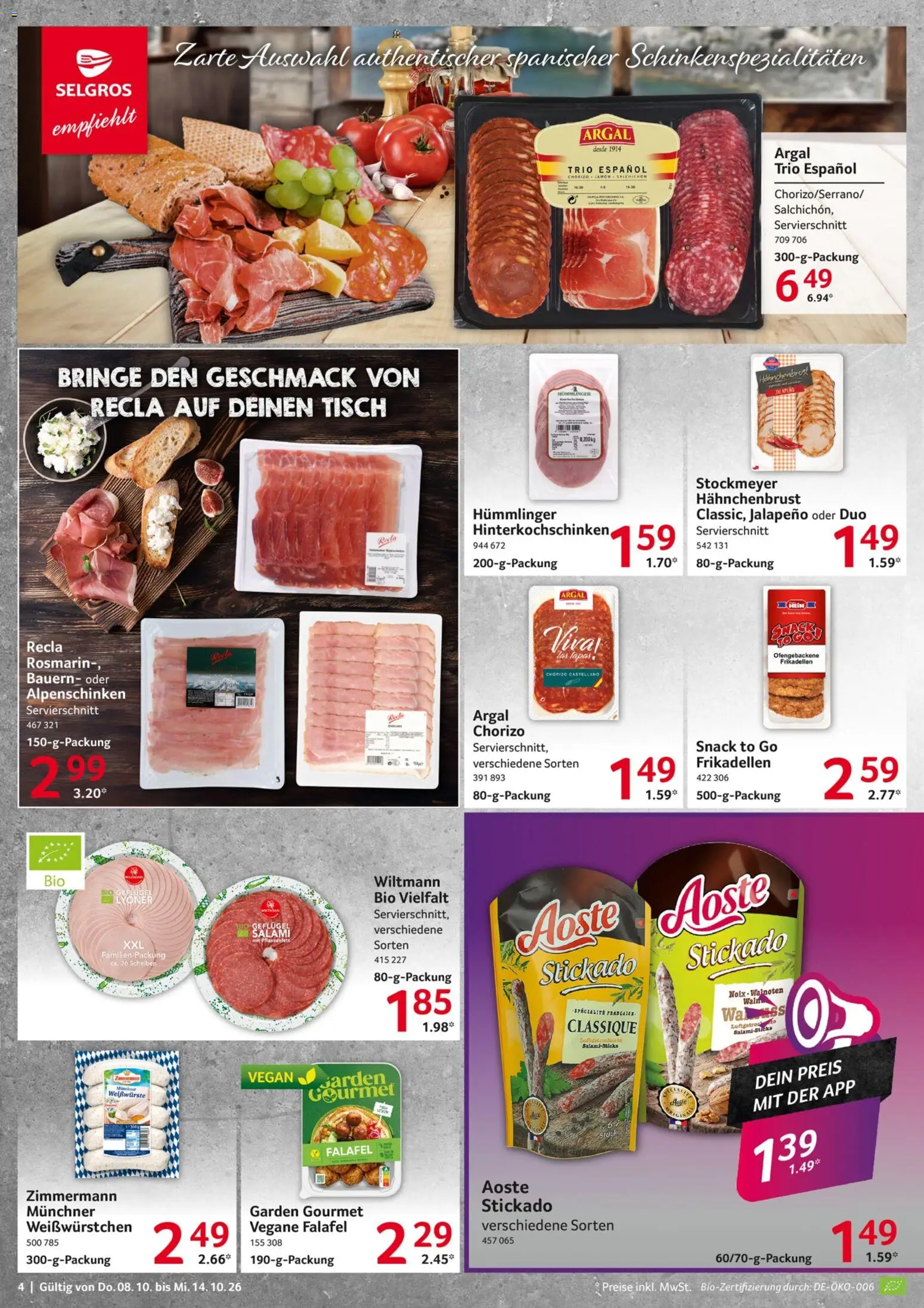 Selgros Prospekt – gültig ab 08.10.2026 | Seite: 4 | Produkte: Tisch, Salami, Hahnchenbrust