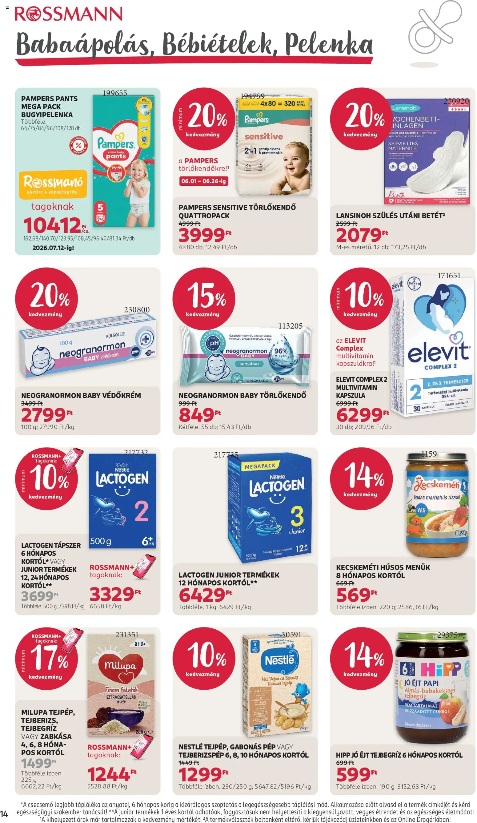 Rossmann akciós ujság - amely érvényes a következő dátumtól: 15.06.2026 | Oldal: 16 | Termékek: Pampers, Tejberizs, Törlőkendő, Zabkása
