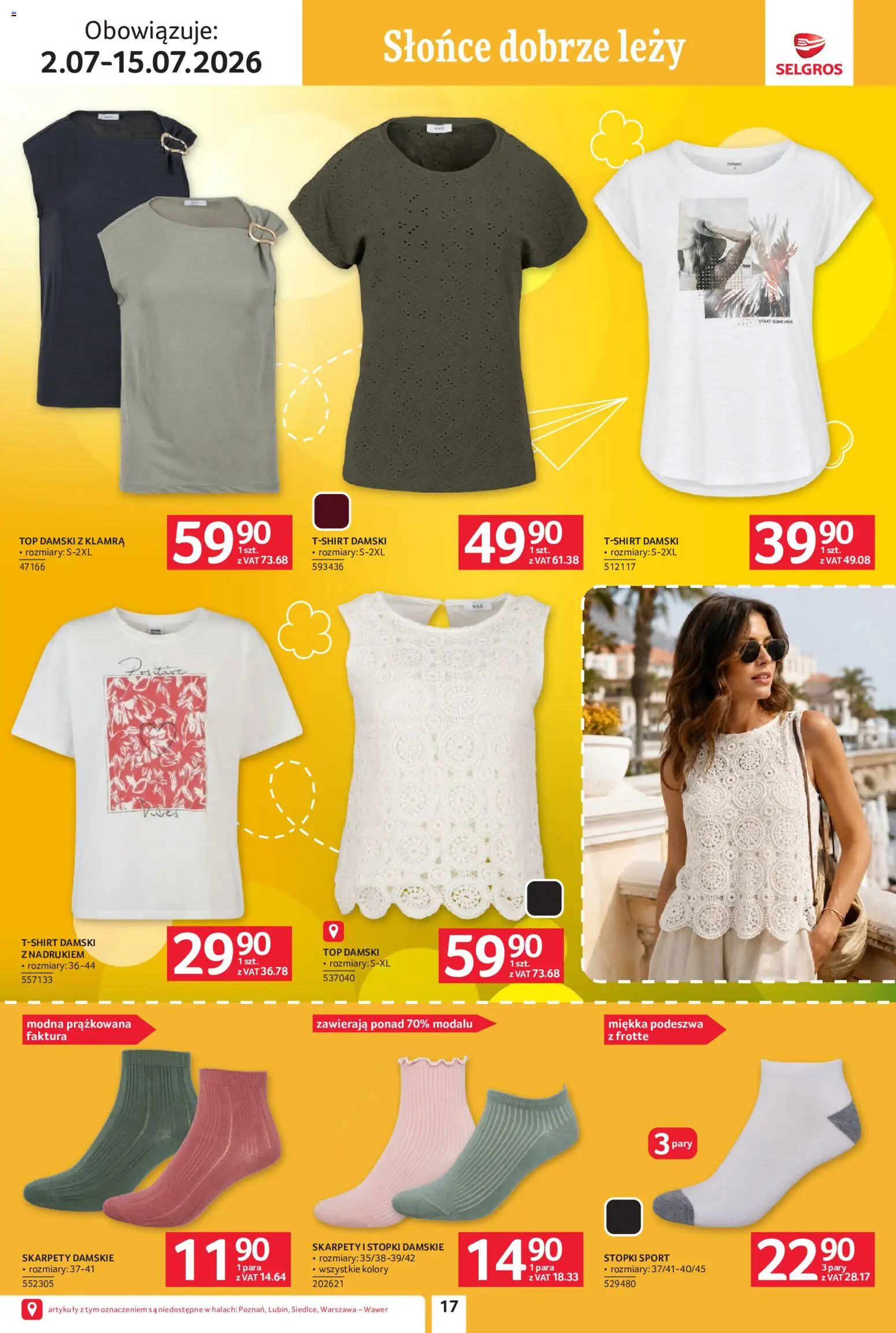 Selgros cash&carry gazetka - Urlop od 02.07.2026 | Strona: 17 | Produkty: Top, Skarpety, Skarpety damskie