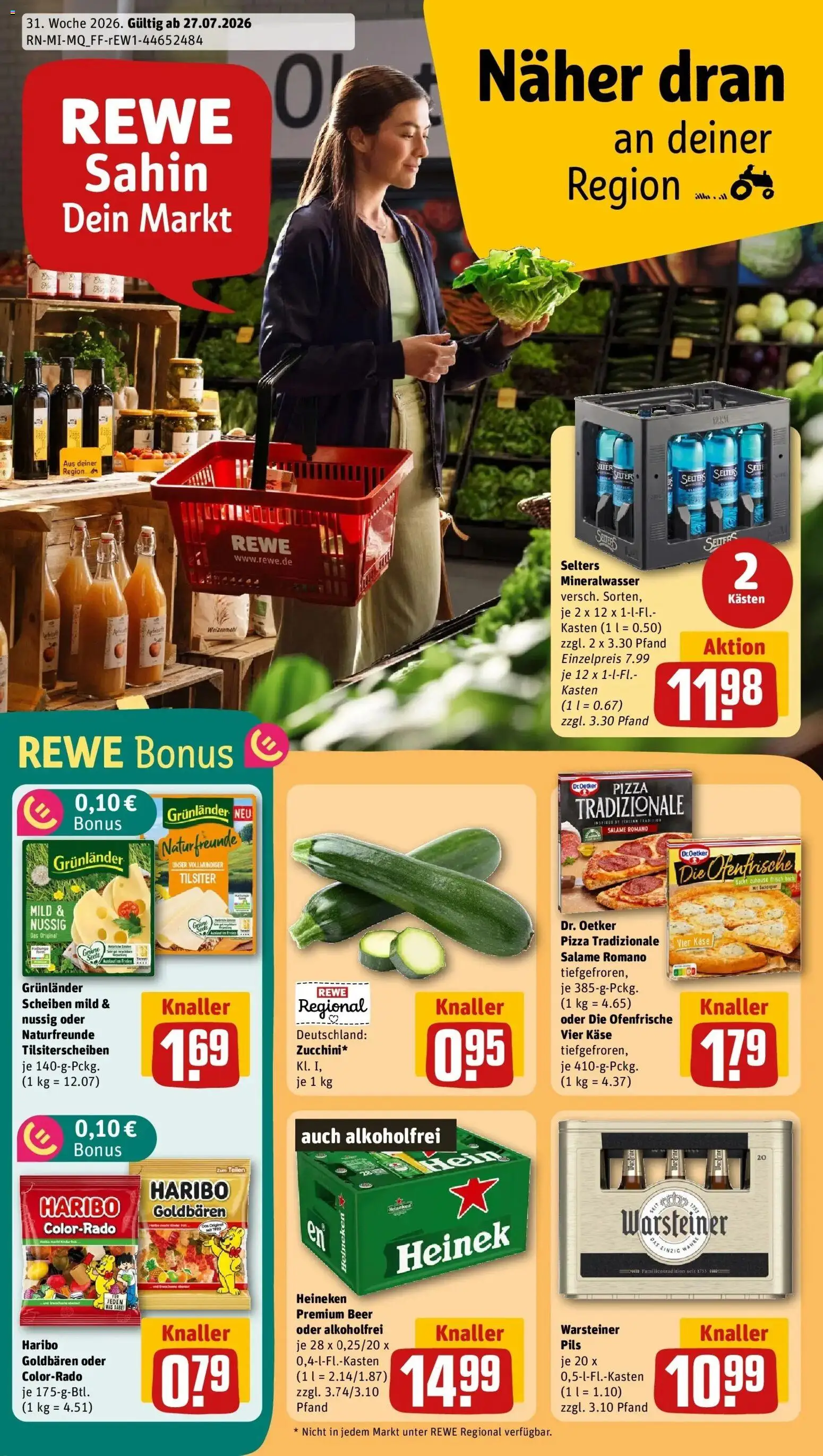 Rewe Prospekt Frankfurt / Sachsenhausen-Nord – gültig ab 27.07.2026 | Seite: 1 | Produkte: Haribo, Äpfel, Ofenfrische, Grunlander