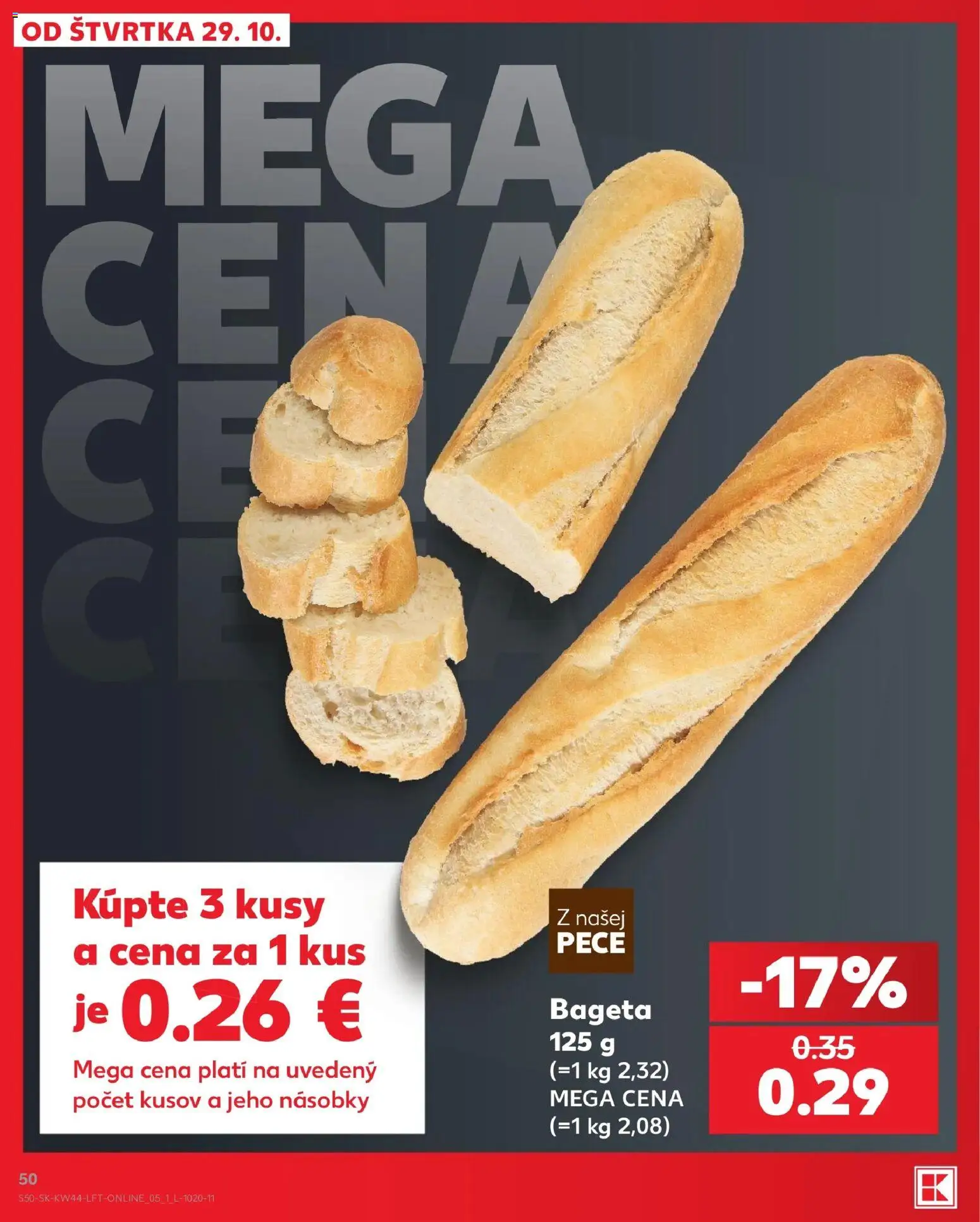 Nové Kaufland akcie – leták je platný od 29.10.2026 | Strana: 50 | Produkty: Bageta