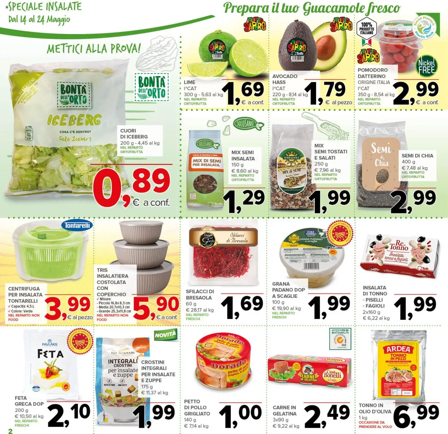 Volantino Todis del 14.05.2026 | Pagina: 2 | Prodotti: Insalata, Fagioli, Pomodoro, Astice