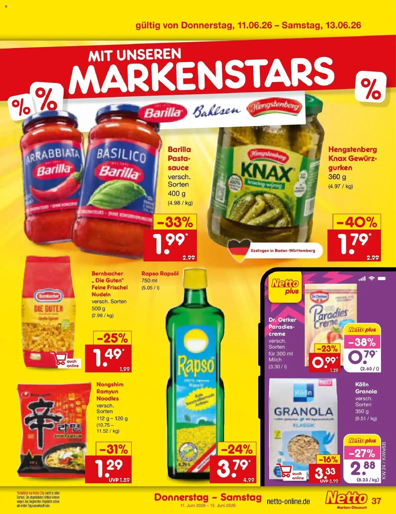 Netto Marken-Discount Prospekt Bad Friedrichshall – gültig ab 08.06.2026 | Seite: 55 | Produkte: Kolln, Rapsöl, Pasta, Nudeln
