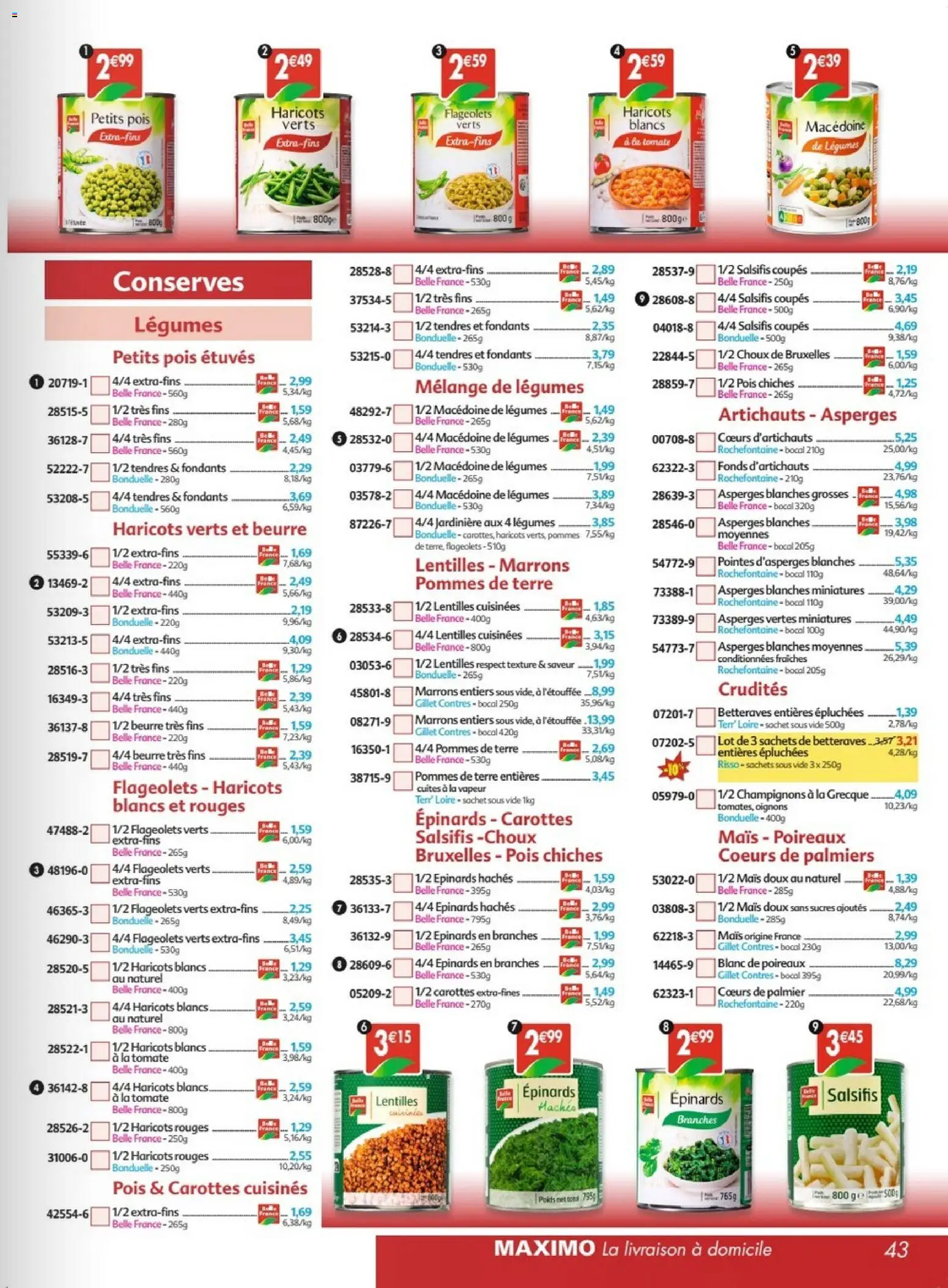 {H1} | Page: 43 | Produits: Carottes, Asperges vertes, Palmier, Pommes de terre