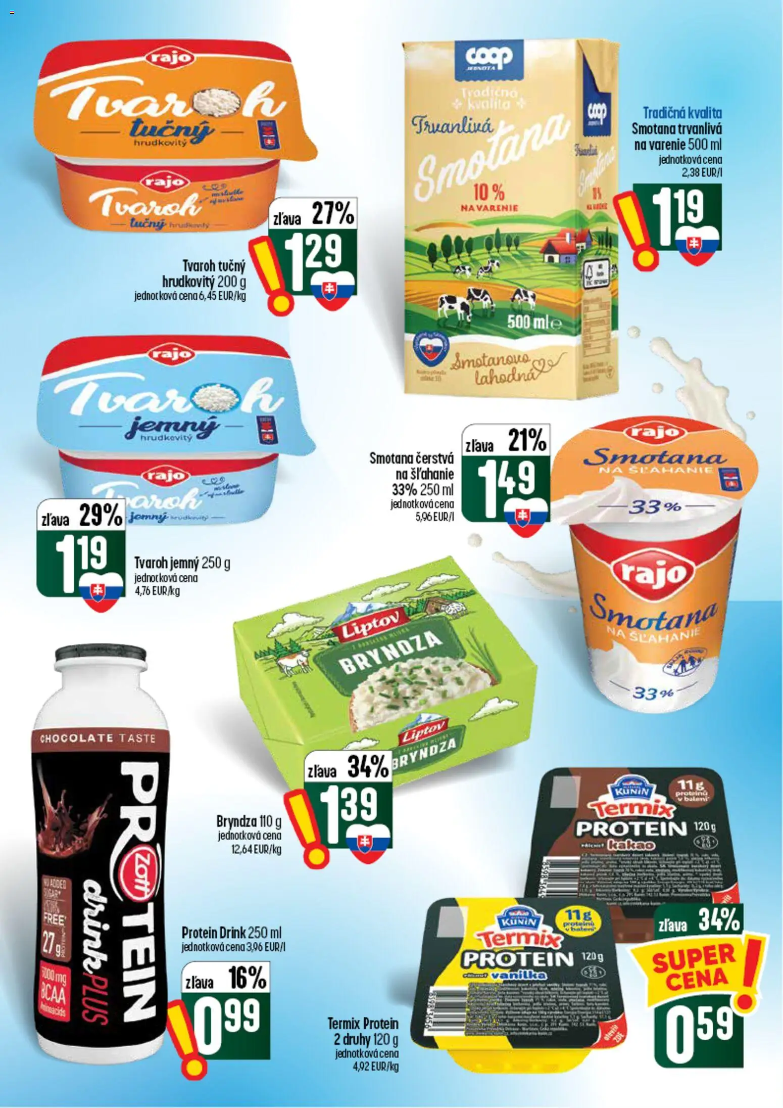 Nové COOP Jednota akcie – leták je platný od 03.09.2026 | Strana: 27 | Produkty: Smotana, Bryndza, Tvaroh tučný, Kakao
