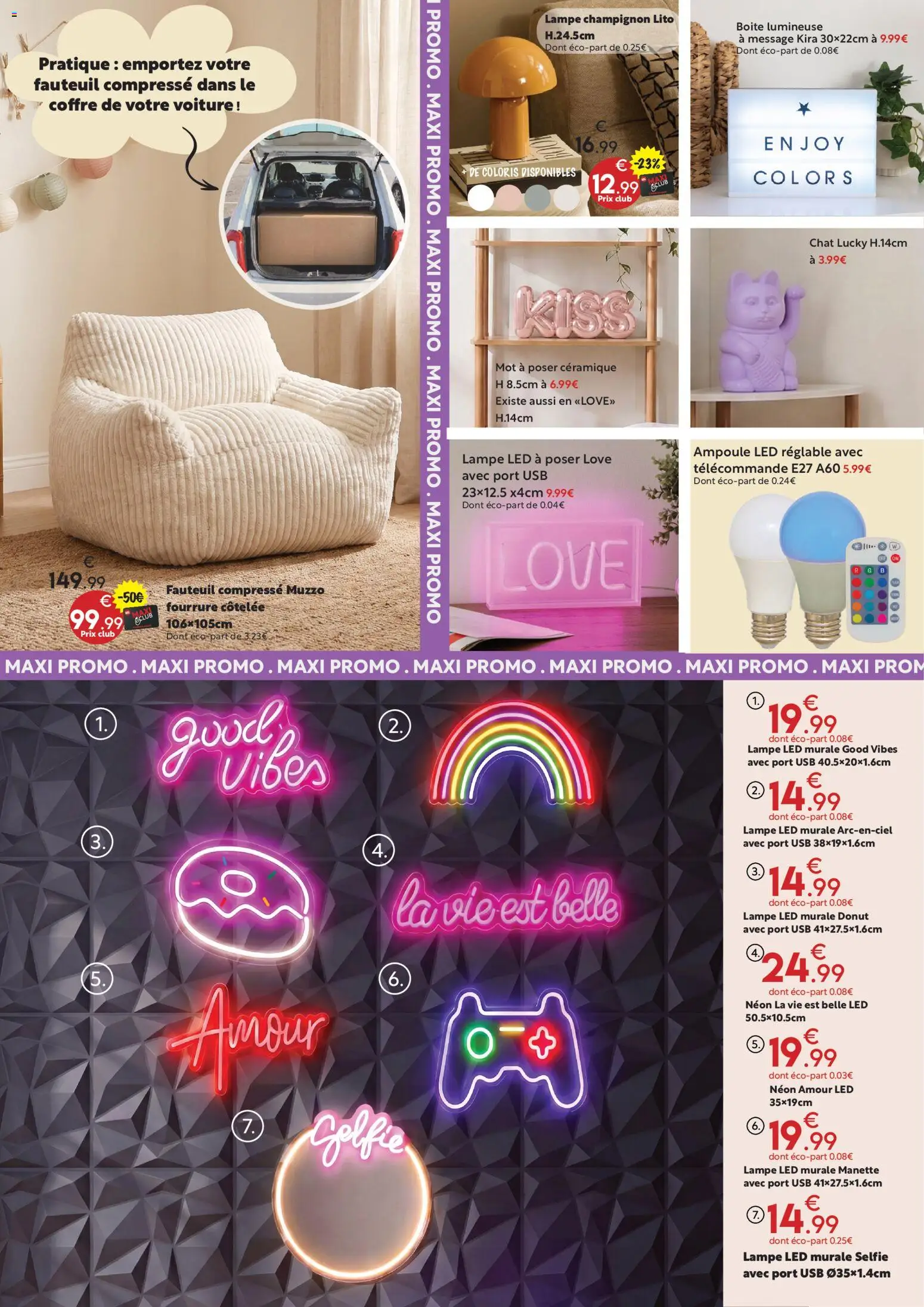 {H1} | Page: 9 | Produits: lampe LED, Fauteuil, Télécommande, Champignon