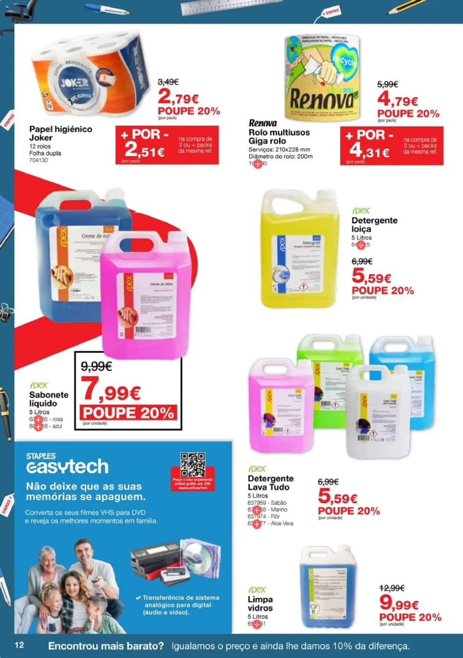 Staples folheto │ válido de 08/10/2026 | Página: 12 | Produtos: Papel higiénico, Sabonete líquido, Sabão, Sabonete