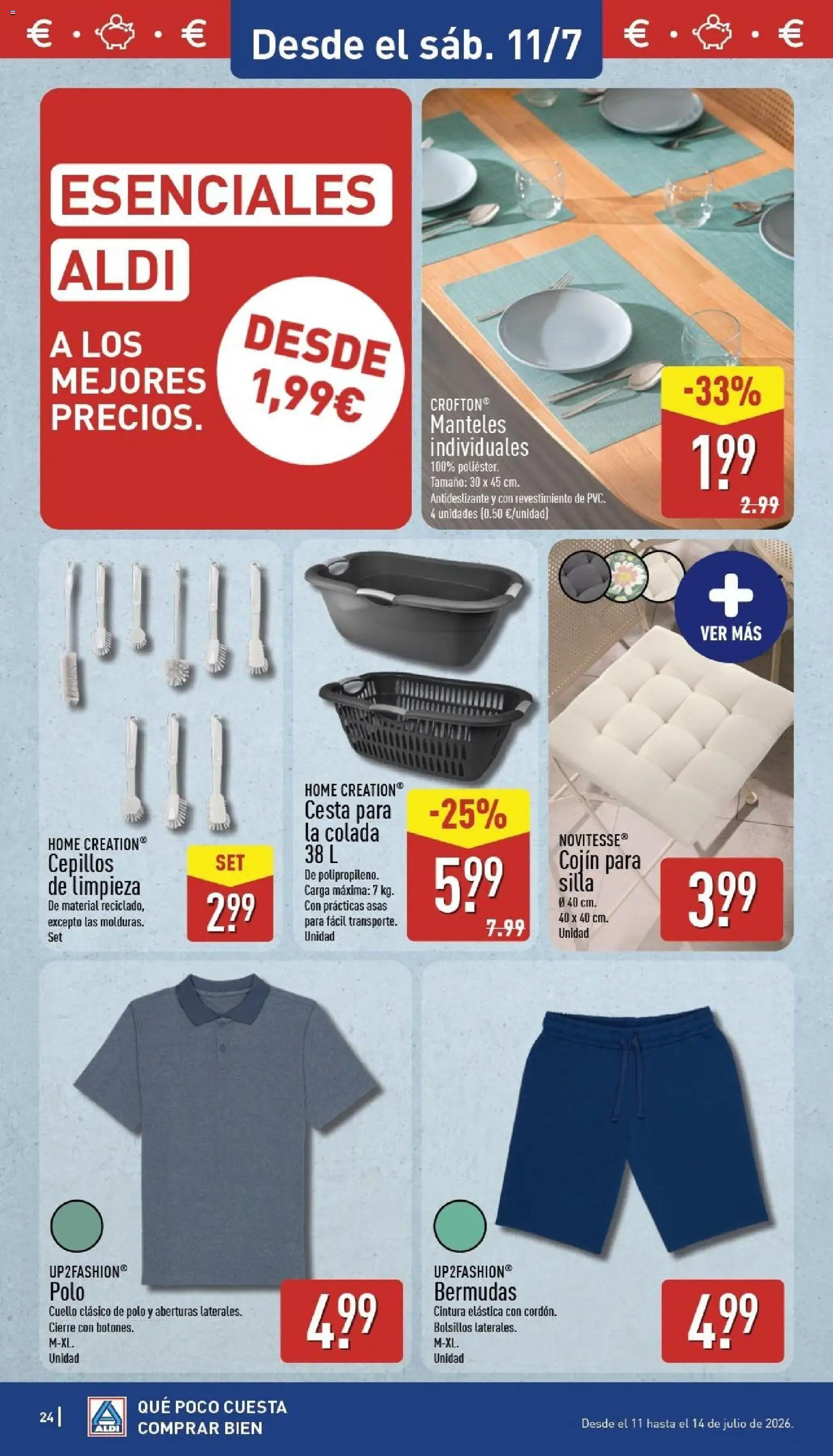 Aldi folleto Península │ válido desde el 06/07/2026 | Página: 24 | Productos: Bermudas, Cojín, Silla, Cesta
