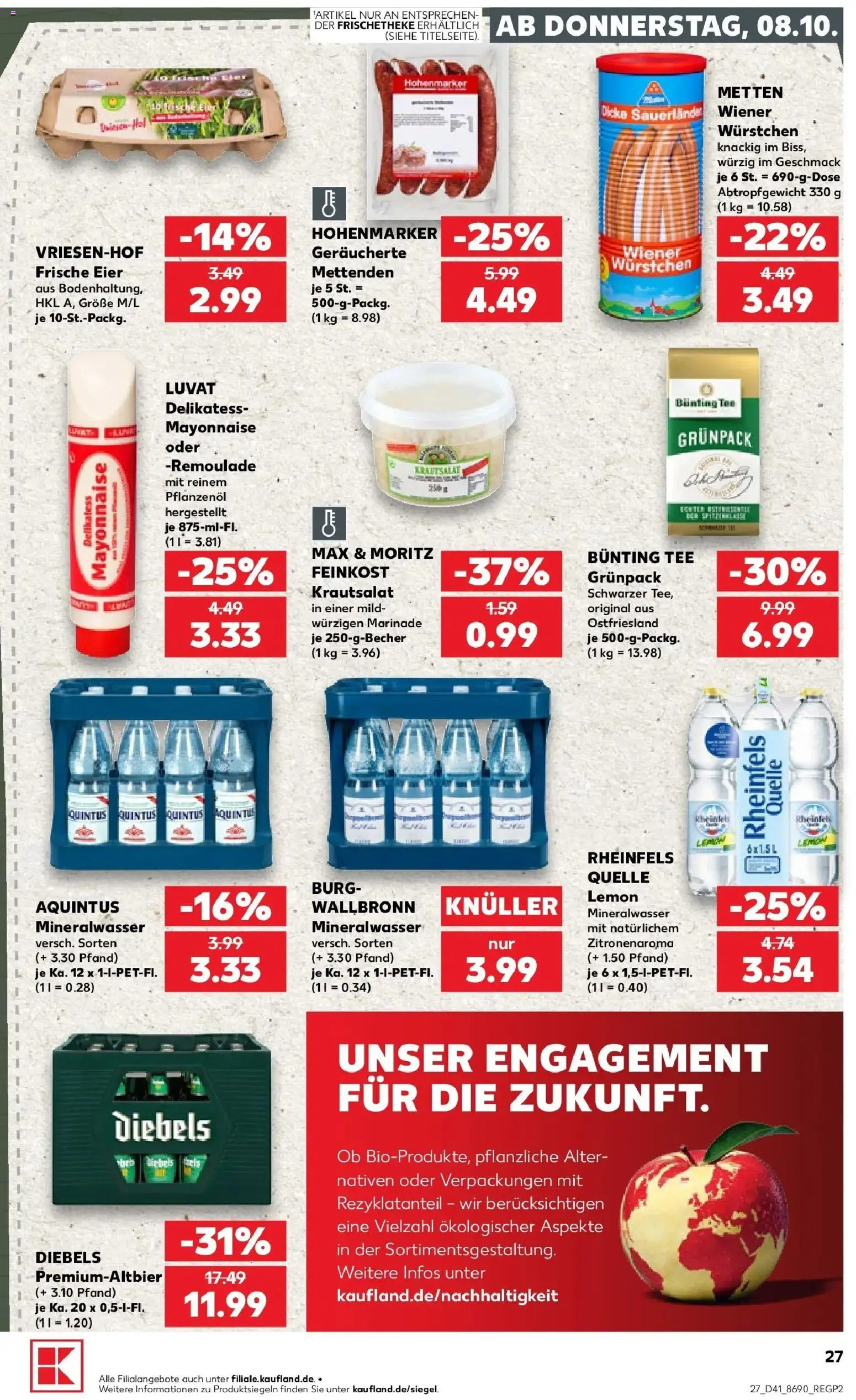 Prospekt Kaufland ab 05.10.2026 » Angebote Online zum Blättern | Seite: 37 | Produkte: Wiener wurstchen, Eier, Mineralwasser, Diebels