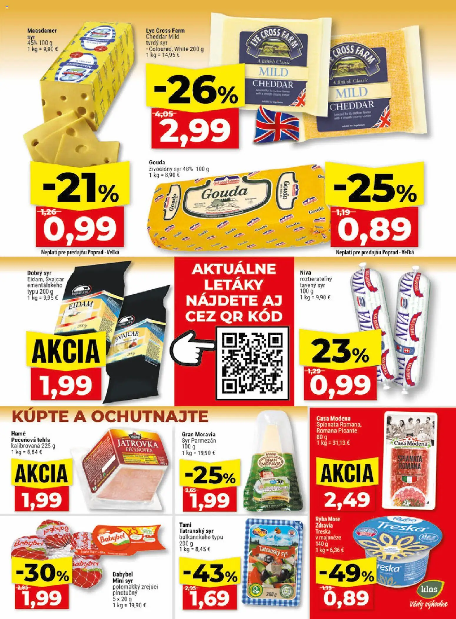 Nové Klas akcie – leták je platný od 20.07.2026 | Strana: 11 | Produkty: Syr, Parmezán, Eidam, Ryba