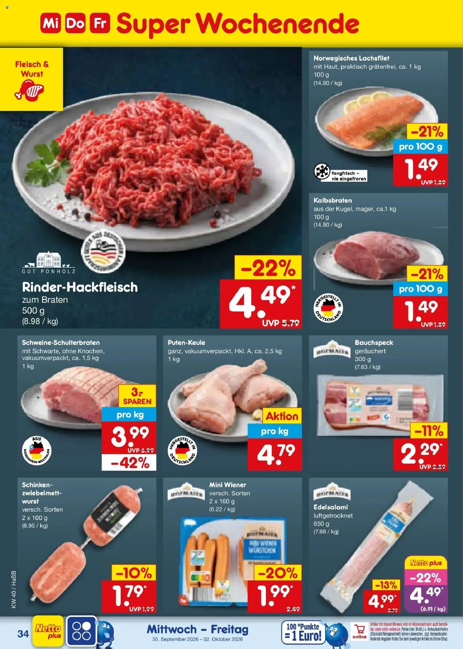 Netto Marken-Discount Prospekt Unna – gültig ab 28.09.2026 | Seite: 52 | Produkte: Wurst, Schinken, Fleisch