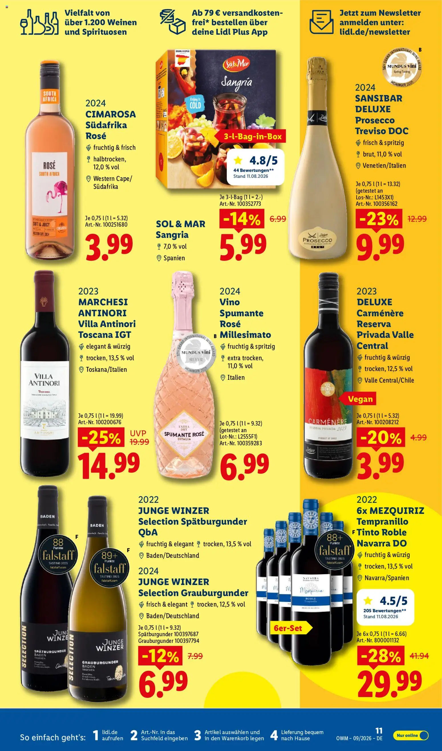Lidl Wein & Spirituosen – gültig ab 01.09.2026 | Seite: 11 | Produkte: Prosecco