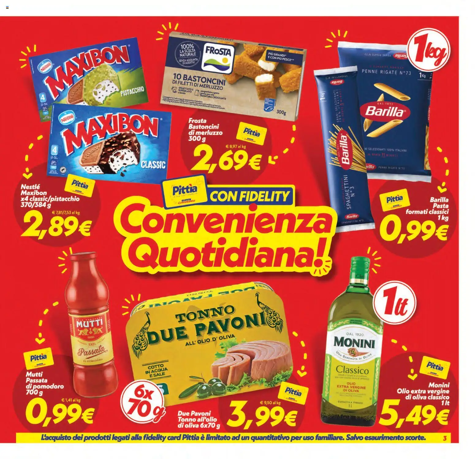 Volantino SuperConveniente del 01/09/2026 | Pagina: 3 | Prodotti: Acqua, Pomodoro, Olio extra vergine, Mutti