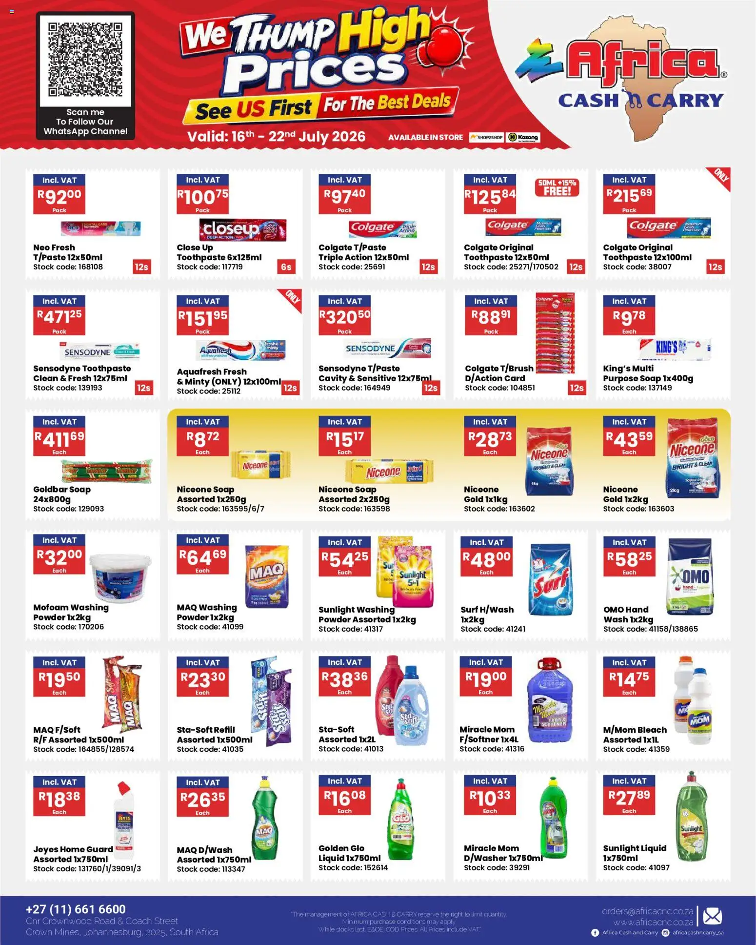 New Africa Cash & Carry catalogue – valid from 16/07/2026 | Page: 17 | Products: Bleach, Stock, Soap, Toothpaste