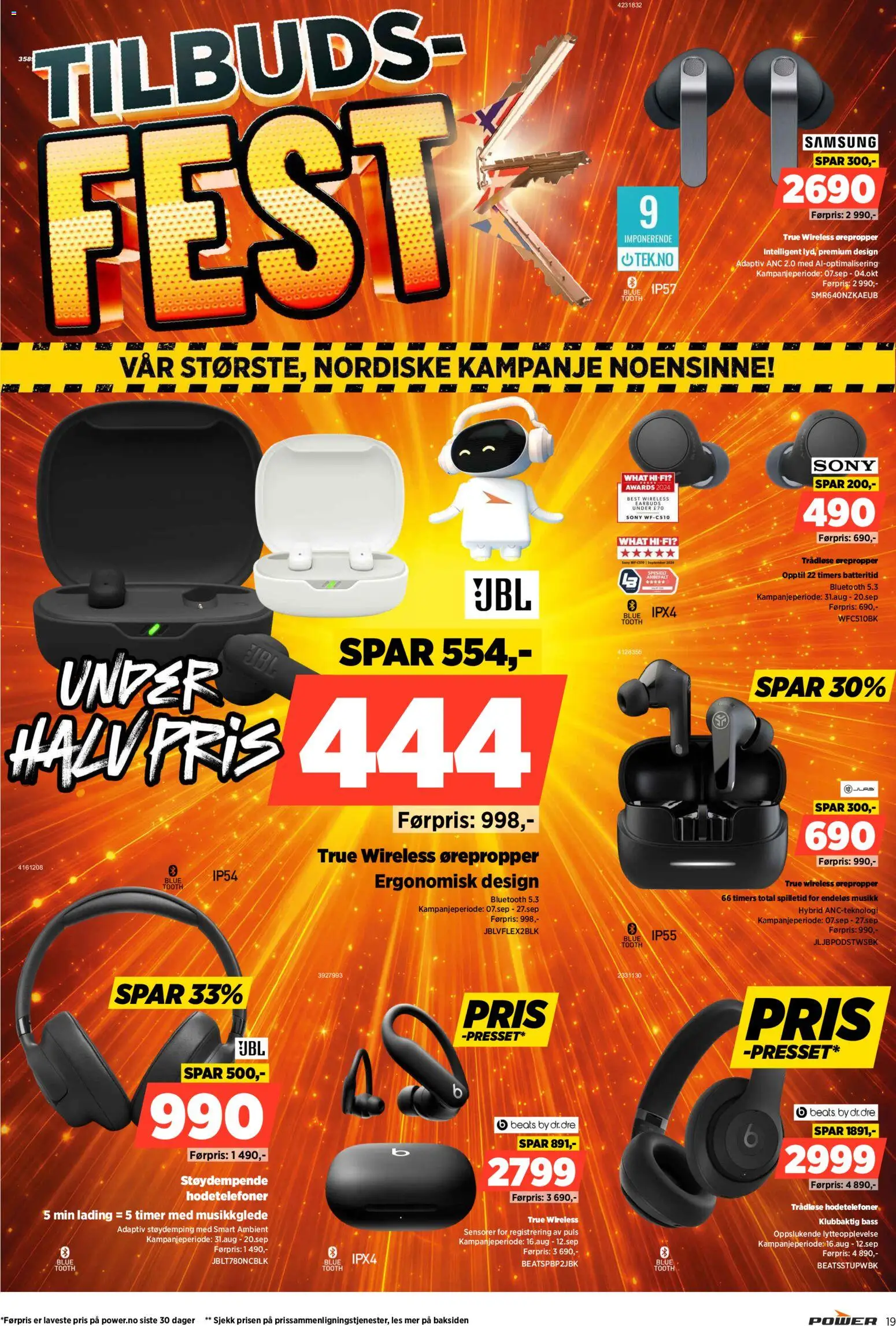 {H1} | Side: 19 | Produkter: Trådløse hodetelefoner, Hodetelefoner, 1, Ørepropper
