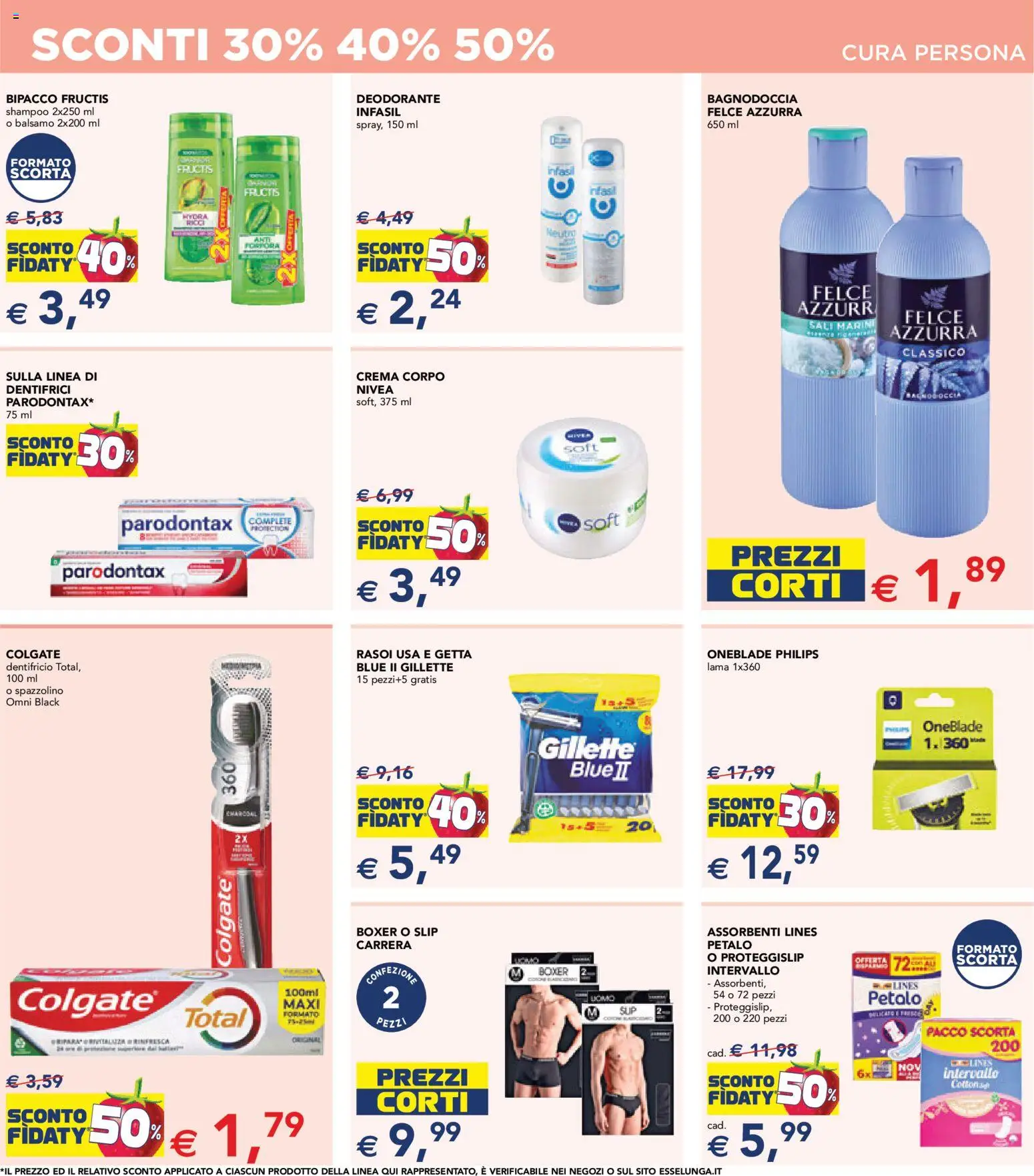 Volantino Esselunga S del 28.05.2026 | Pagina: 11 | Prodotti: Balsamo, Dentifricio, Spazzolino, Slip
