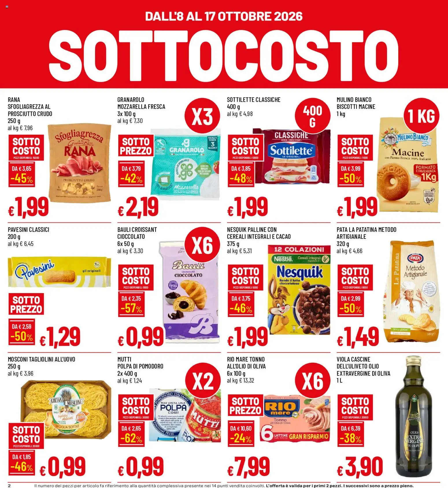 Volantino Galassia del 08/10/2026 | Pagina: 2 | Prodotti: Prosciutto Crudo, Cereali, Biscotti, Croissant