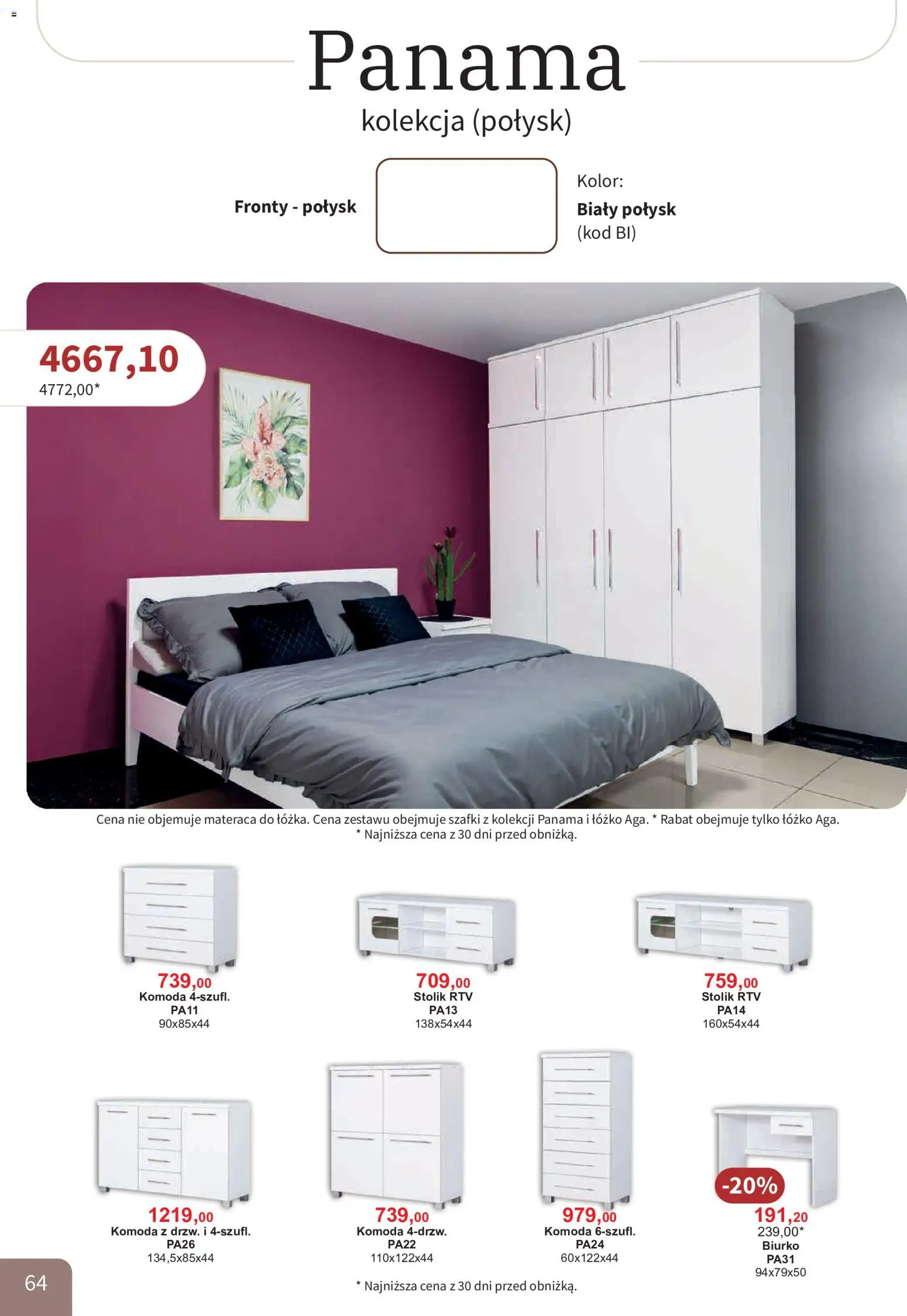 Bodzio Katalog od 01.08.2026 | Strona: 64 | Produkty: Łóżko, Komoda, Biurko