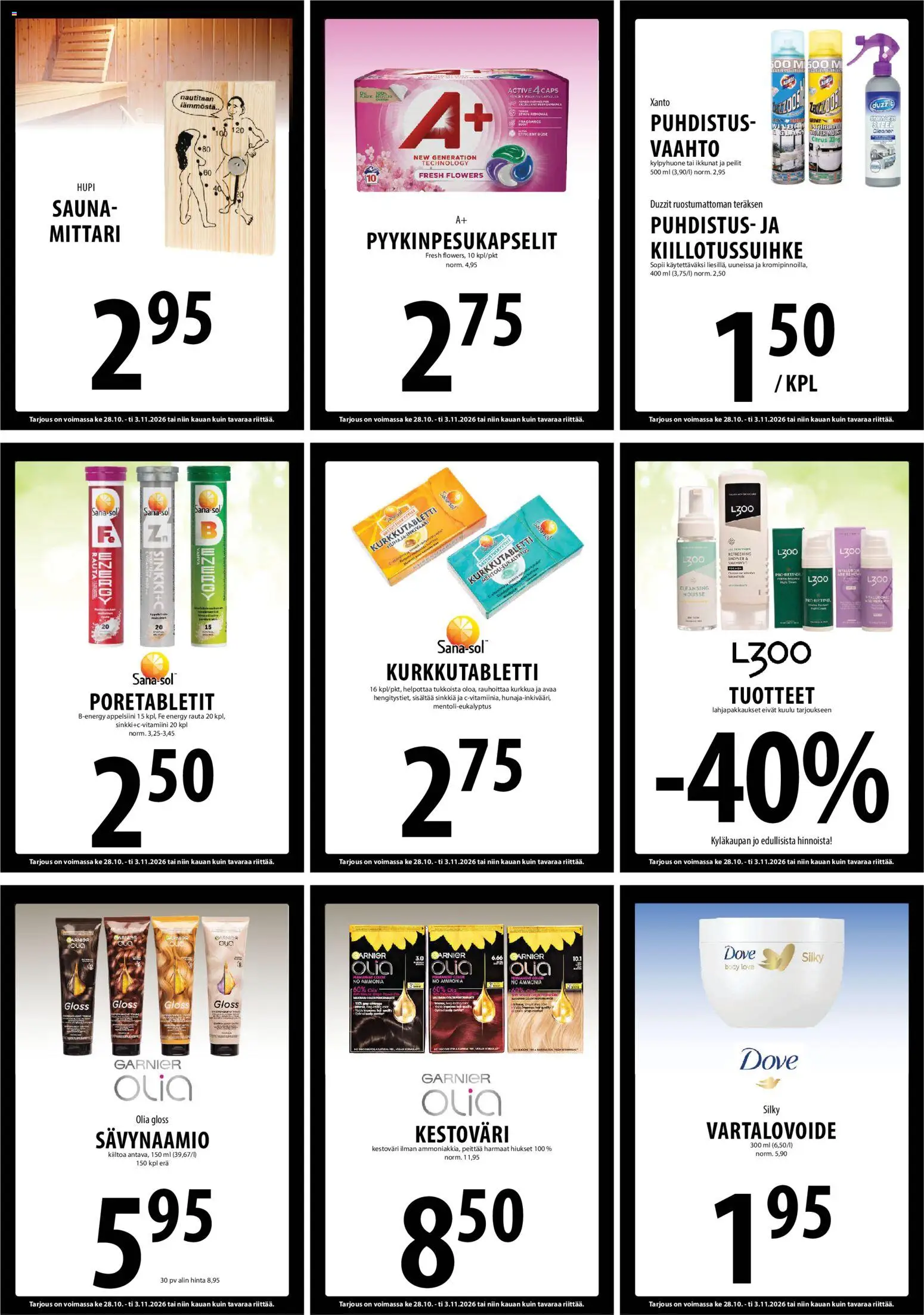 Tuuri tarjoukset – voimassa 28/10/2026 alkaen | Sivu: 19 | Tuotteet: Pyykinpesukapselit, Shampoo, Vartalovoide, Vaahto