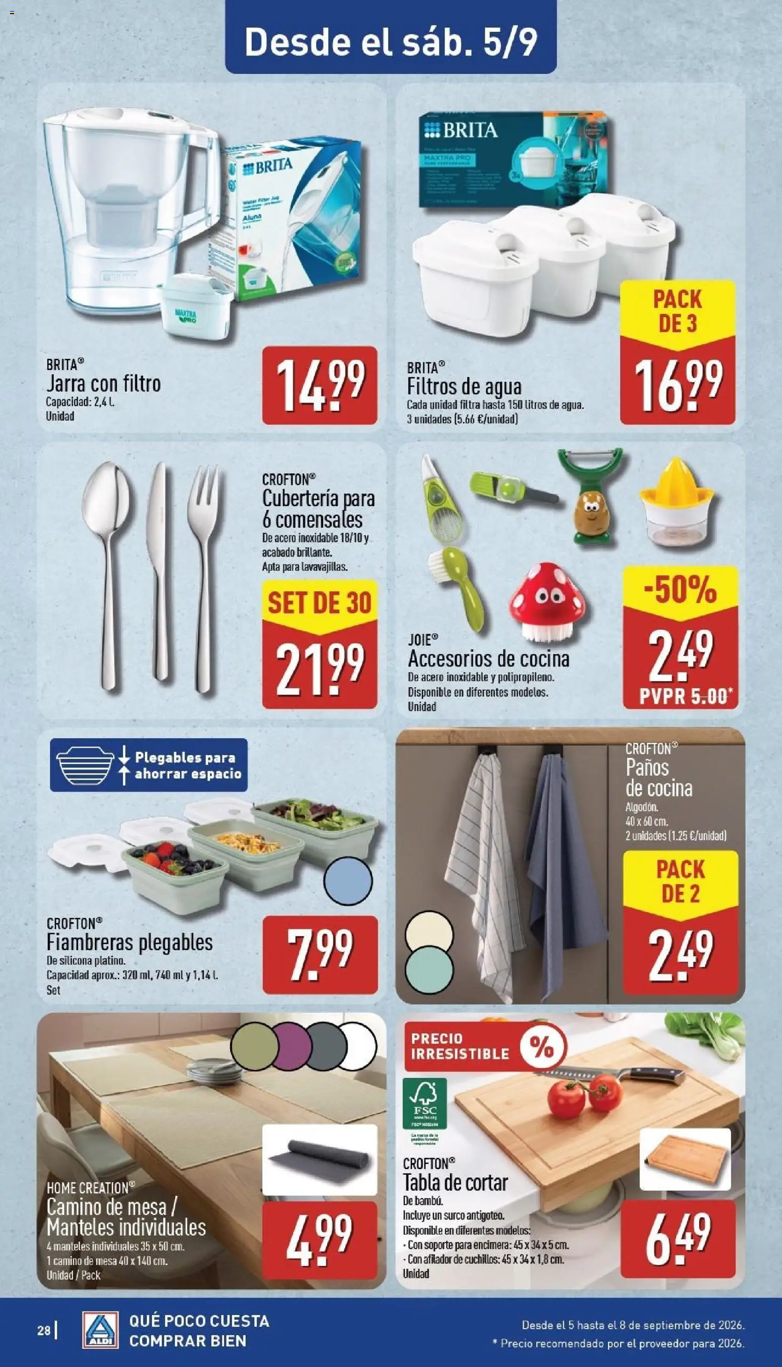 Aldi folleto Canarias │ válido desde el 31/08/2026 | Página: 28 | Productos: Tabla de cortar, Cuchillos, Cocina, Cubertería