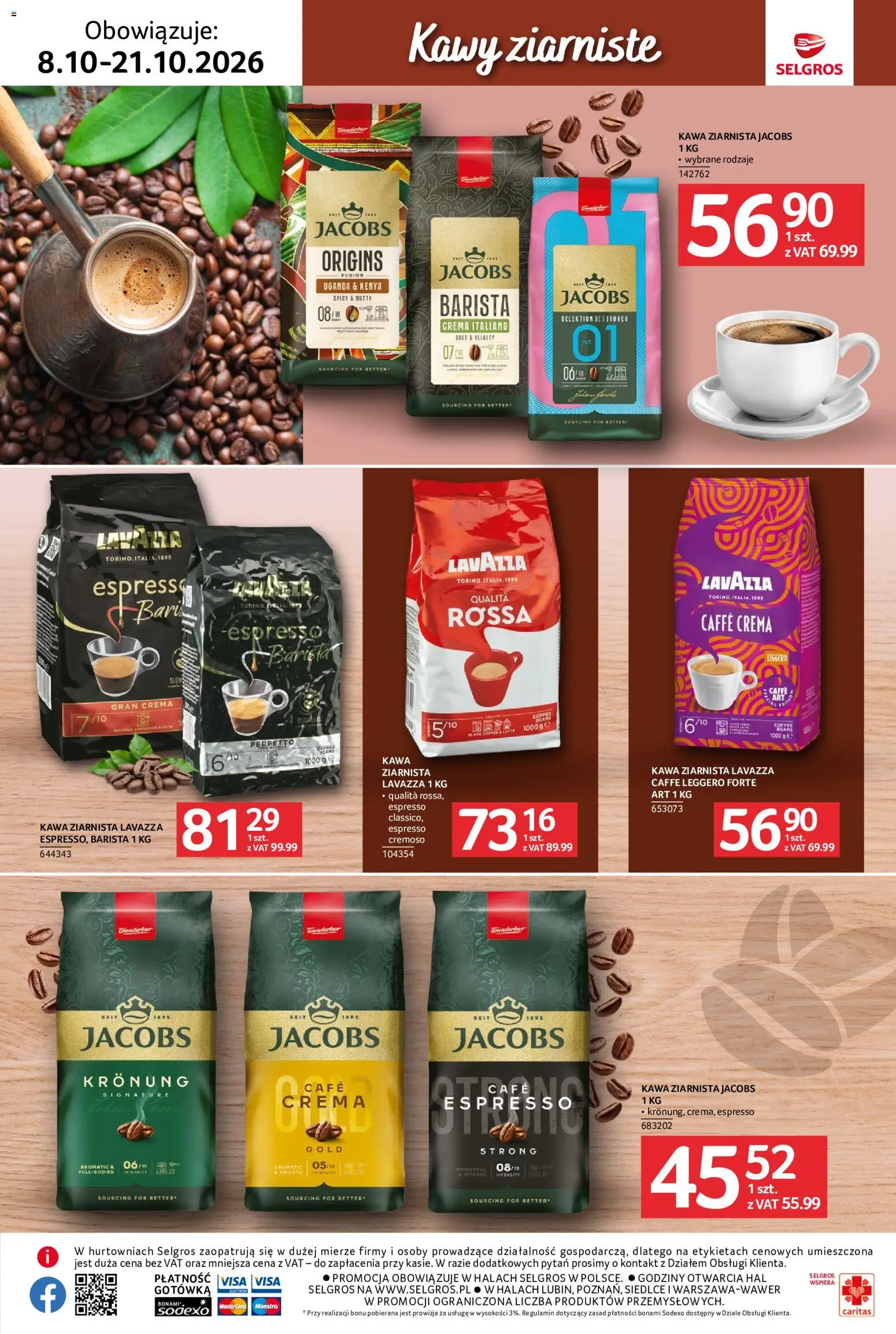 Selgros cash&carry gazetka - Kawa i herbata od 08.10.2026 | Strona: 2 | Produkty: Kawa ziarnista Lavazza, Kawa ziarnista, Lavazza, Lavazza espresso