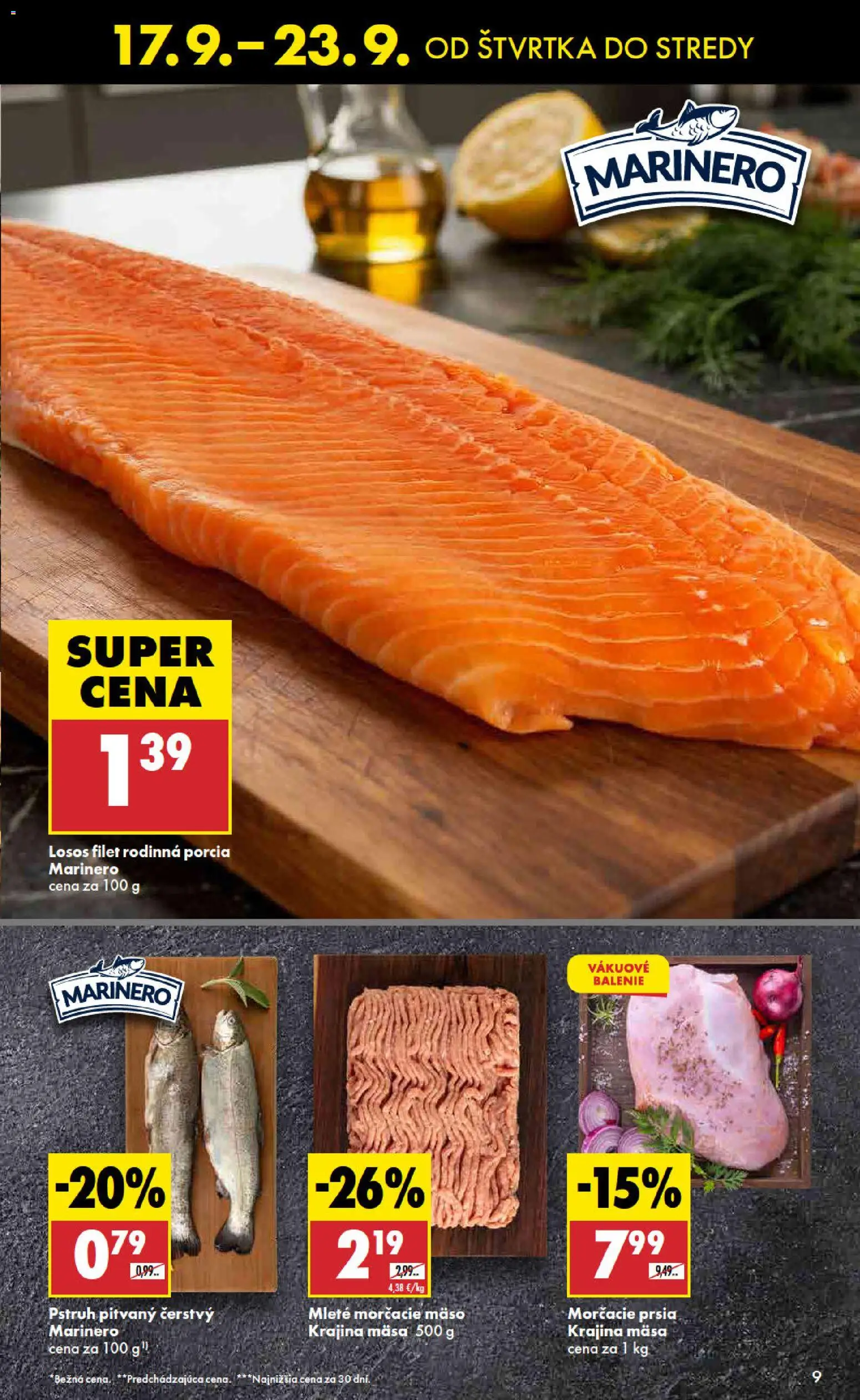 Nové Biedronka akcie – leták je platný od 17.09.2026 | Strana: 9 | Produkty: Pstruh, Mäso, Morčacie prsia, Losos