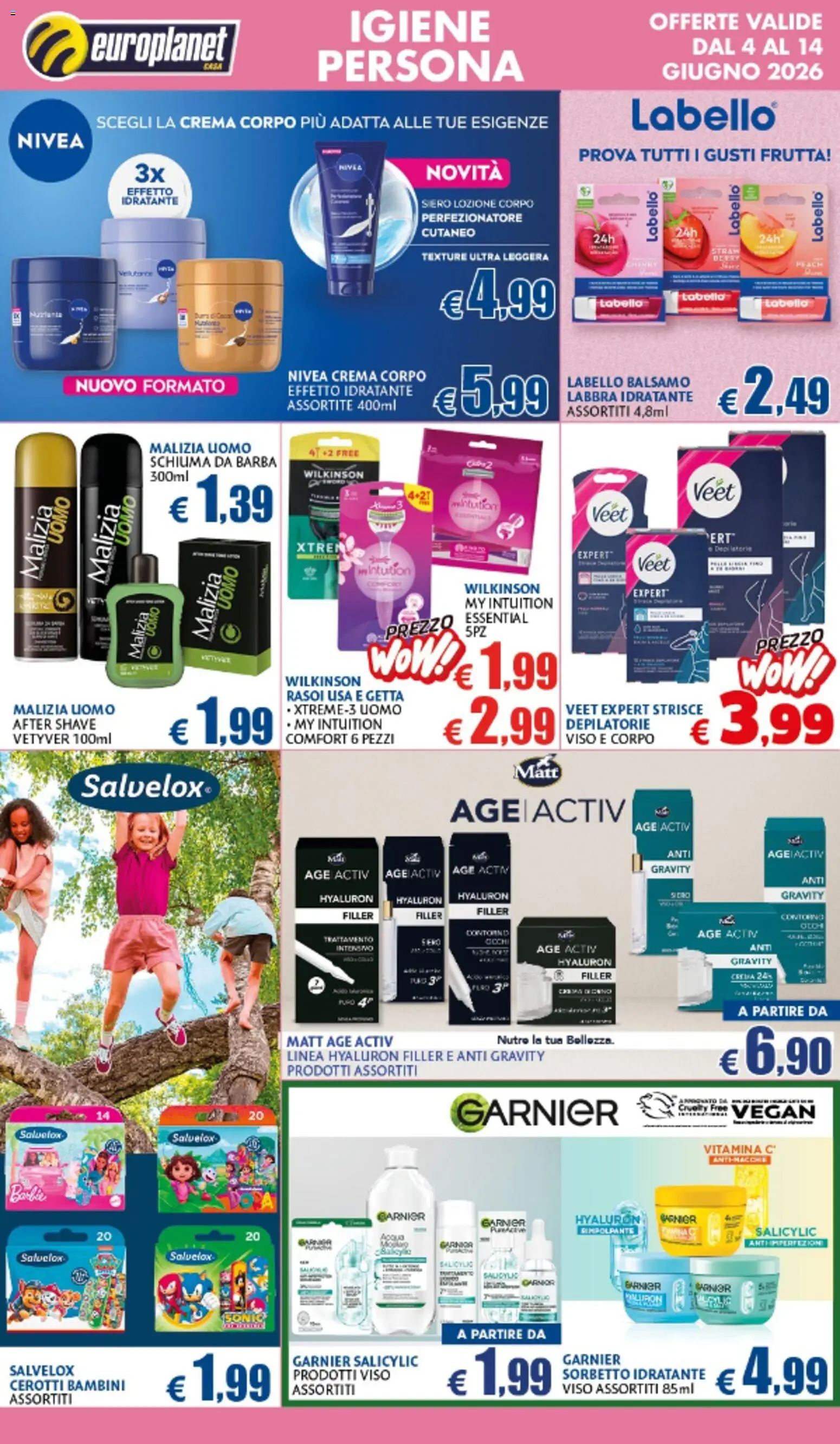 Volantino Europlanet Casa del 04.06.2026 | Pagina: 4 | Prodotti: Balsamo, Schiuma da barba, Sorbetto, Acqua