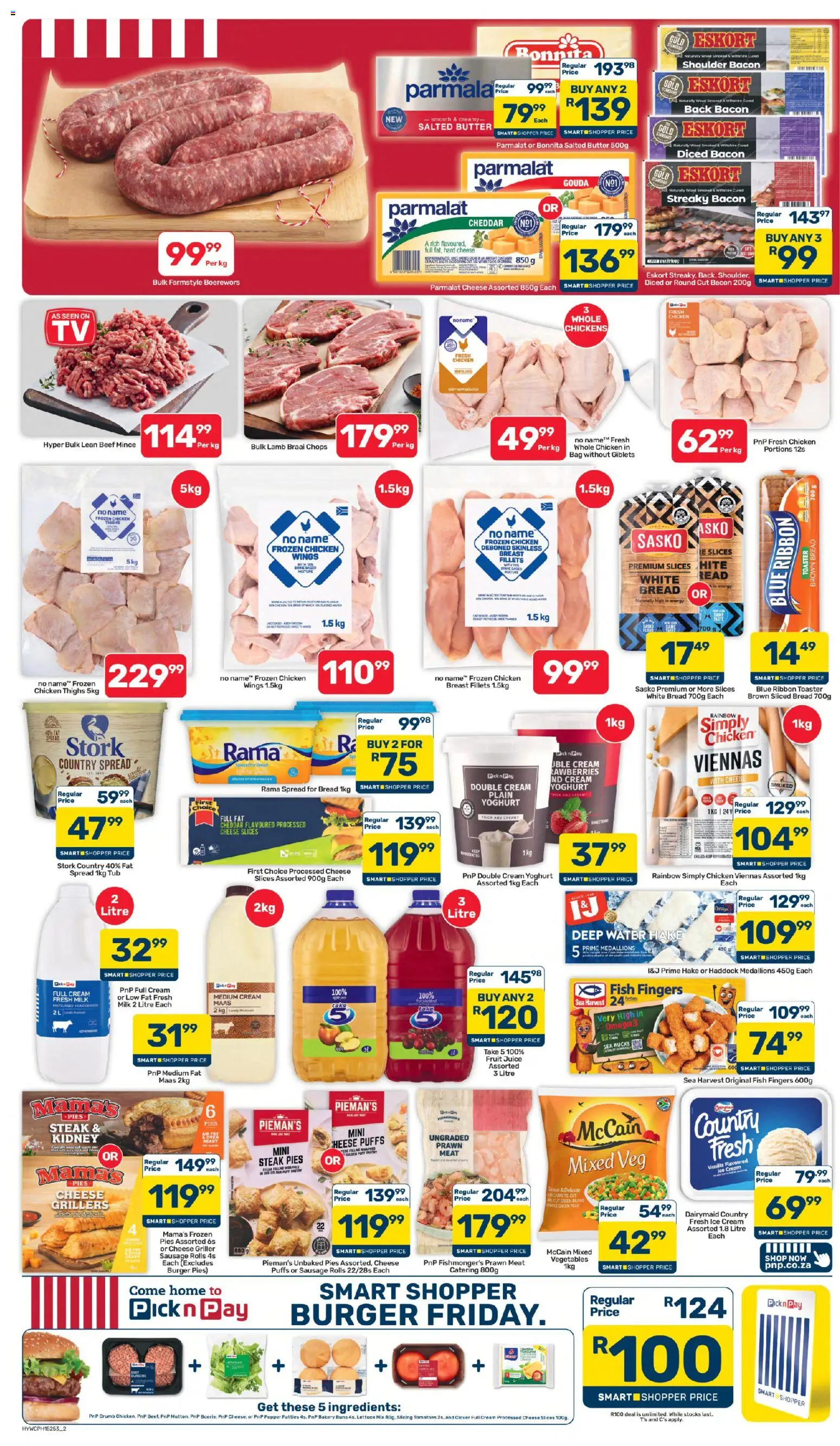 New Pick n Pay catalogue – valid from 25/08/2026 | Page: 2 | Products: Bakery, Thighs, Fruit, Lettuce