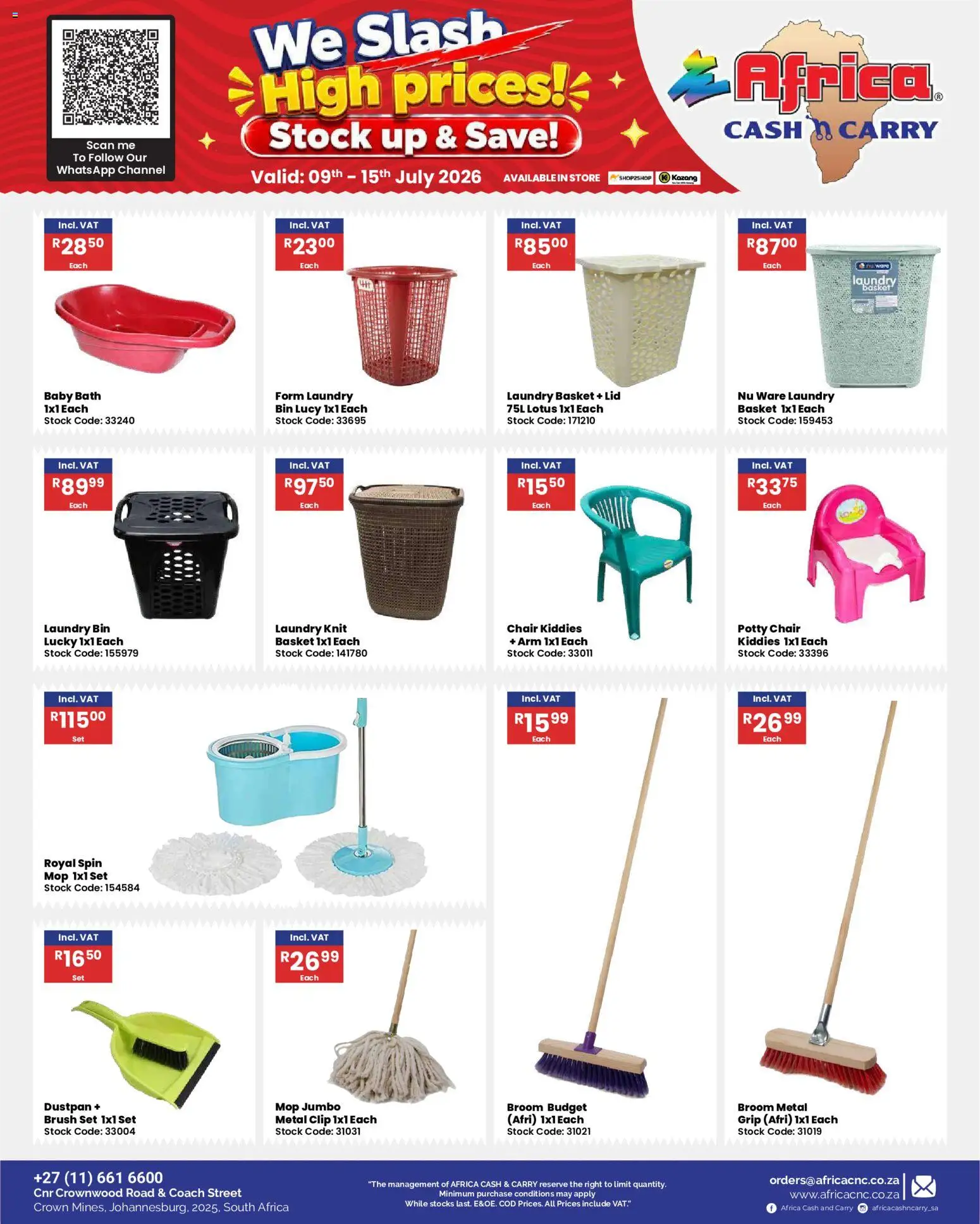 New Africa Cash & Carry catalogue – valid from 09/07/2026 | Page: 55 | Products: Bath, Broom, Mop, Stock