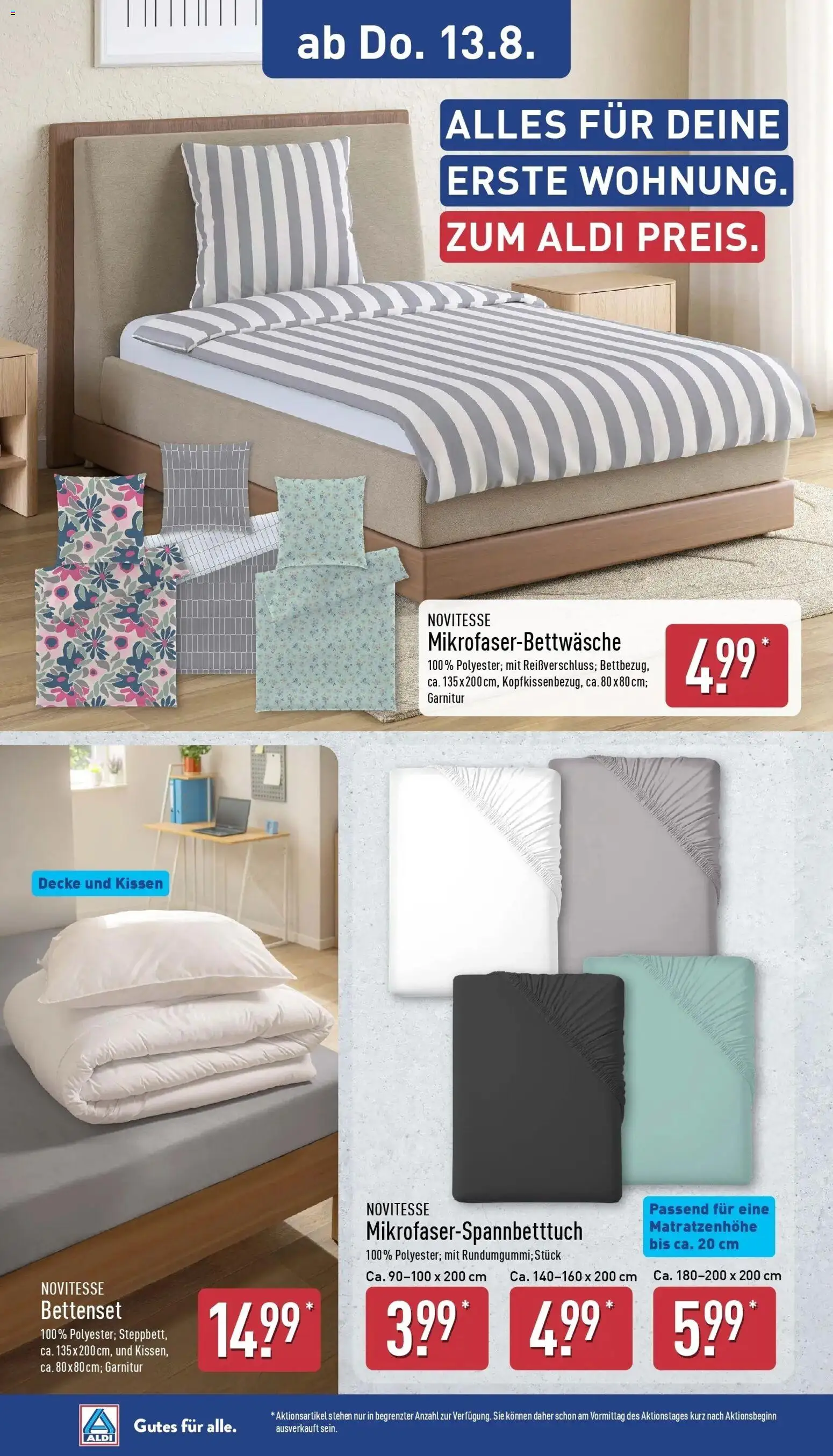 Aldi Wochenangebote (ab 10.08.2026) » Angebote Online | Seite: 22 | Produkte: Kissen, Decke, Bettenset