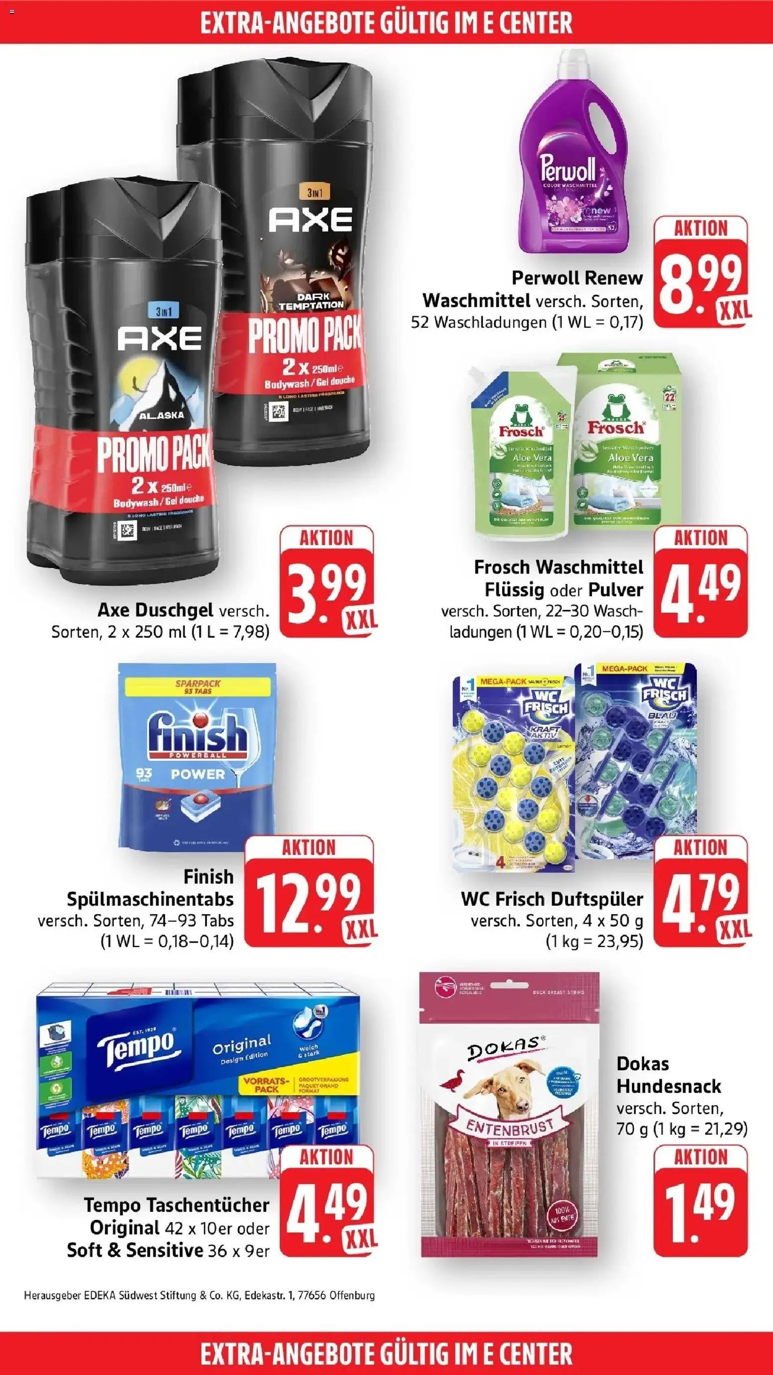 E center - E center: Wochenangebote – gültig ab 28.06.2026 | Seite: 52 | Produkte: Finish, Waschpulver, Spülmaschinentabs, Axe