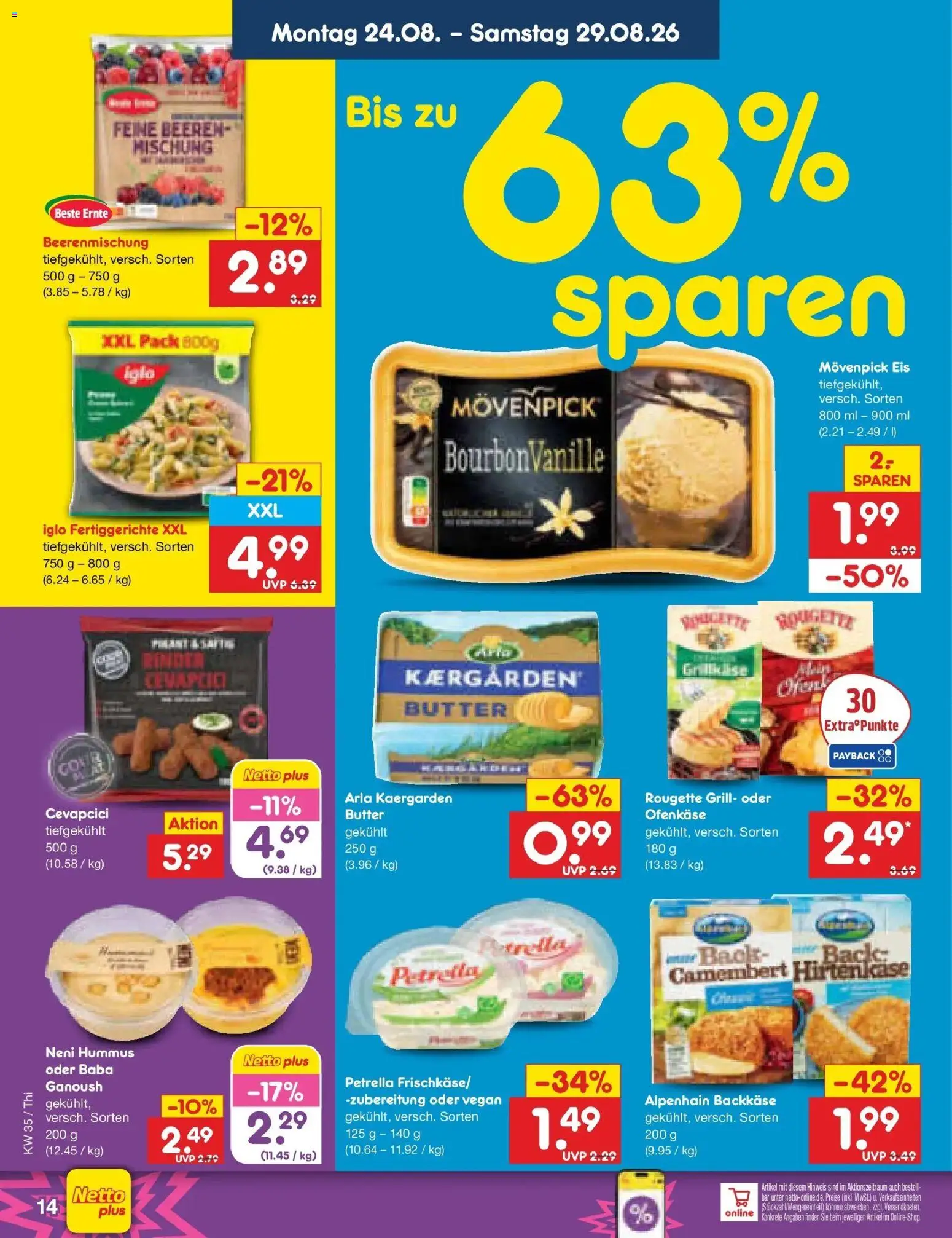 Netto Marken-Discount Prospekt Thiendorf – gültig ab 24.08.2026 | Seite: 22 | Produkte: Grill, Butter, Camembert, Fertiggerichte