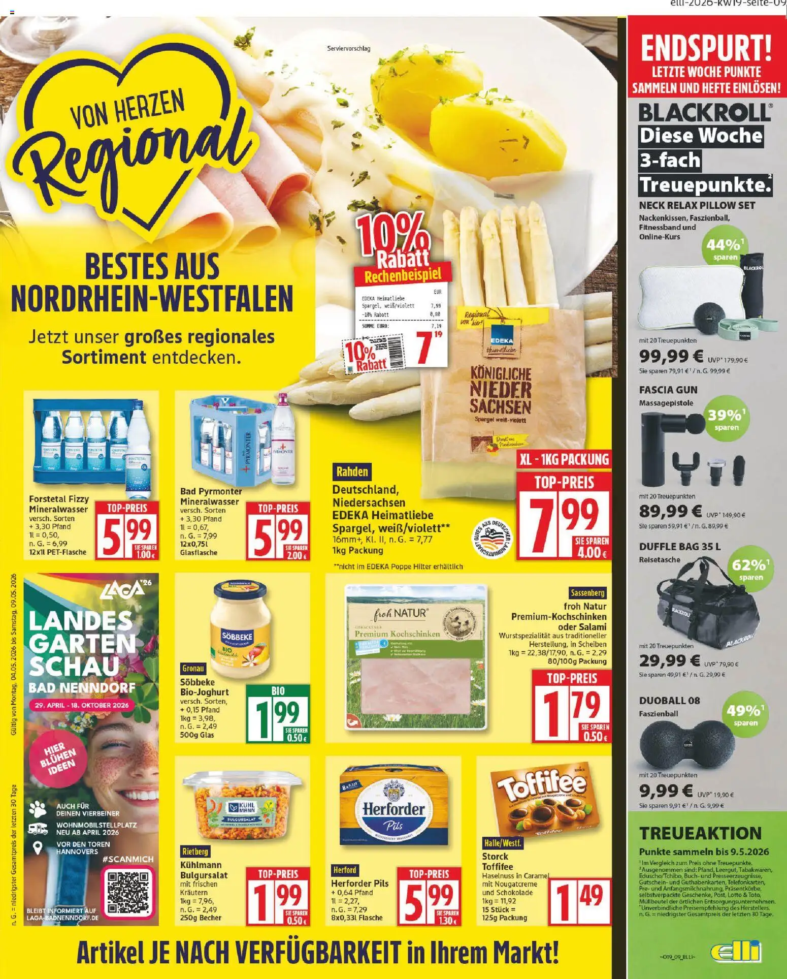 Elli Markt Prospekt Delbrück  – gültig ab 04.05.2026 | Seite: 9 | Produkte: Bad, Pils, Massagepistole, Toffifee