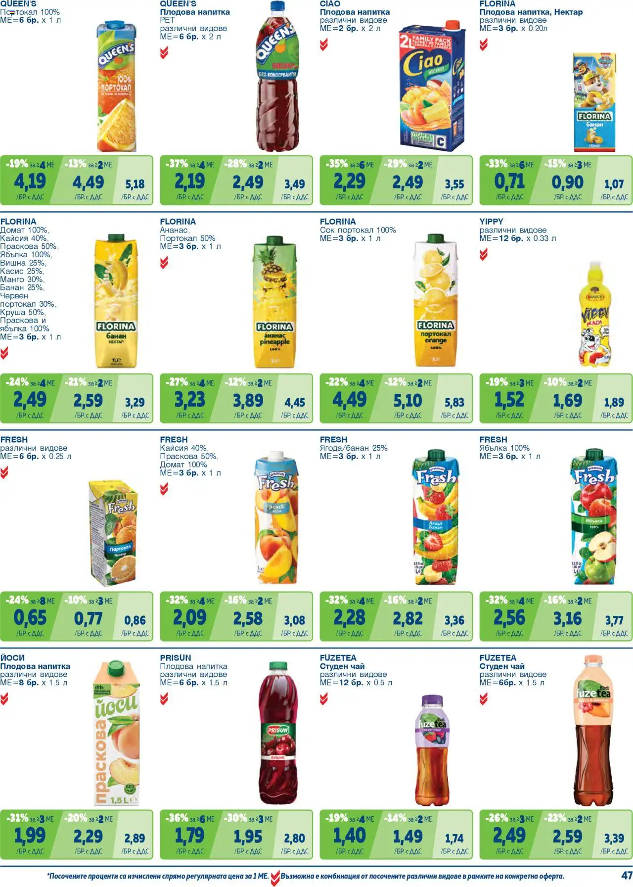 {H1} | Страница: 47 | Продукти: Сок, Портокал, Студен чай, Плодова напитка