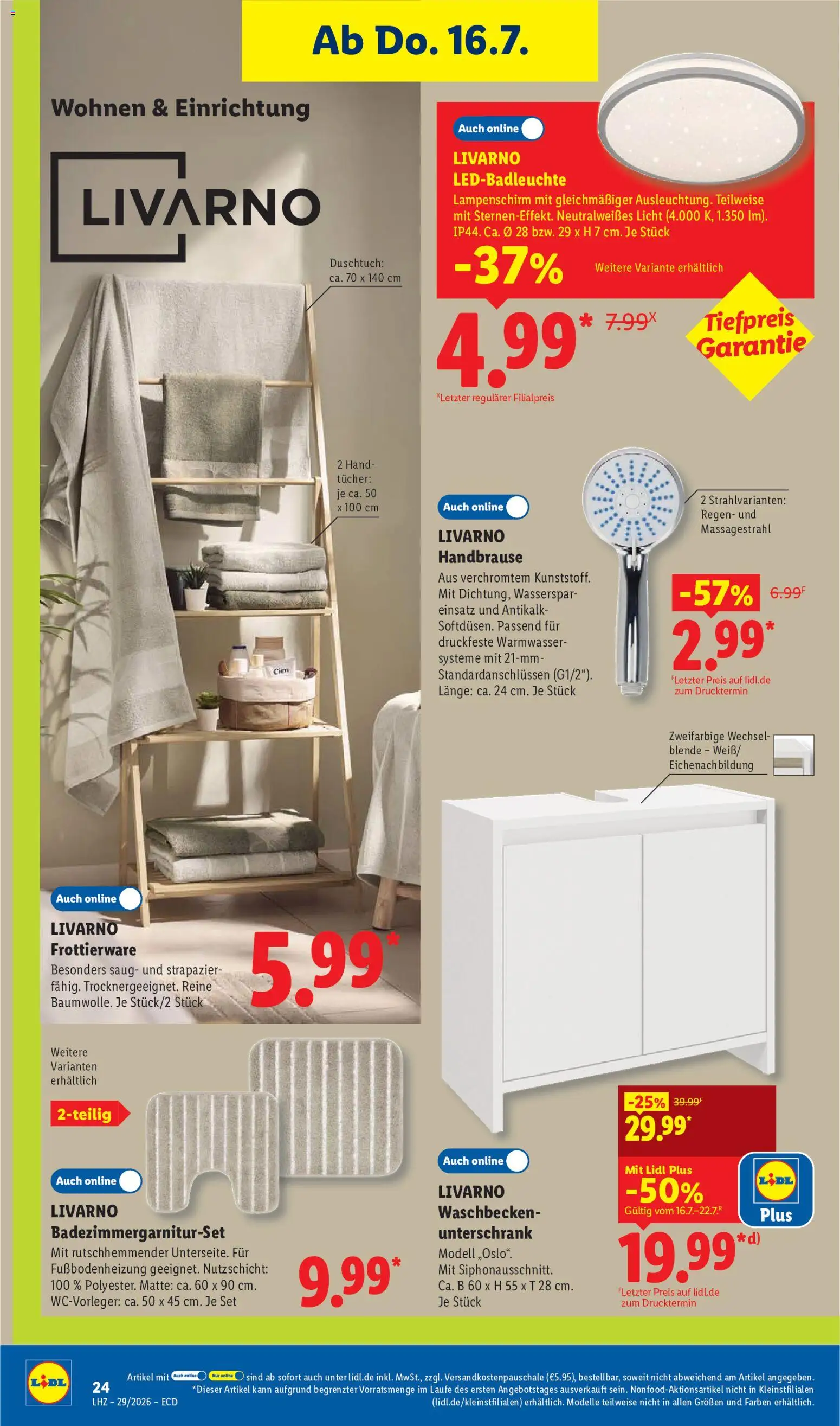 Lidl Prospekt – gültig ab 13.07.2026 | Seite: 46 | Produkte: Waschbecken, Unterschrank, Lampenschirm