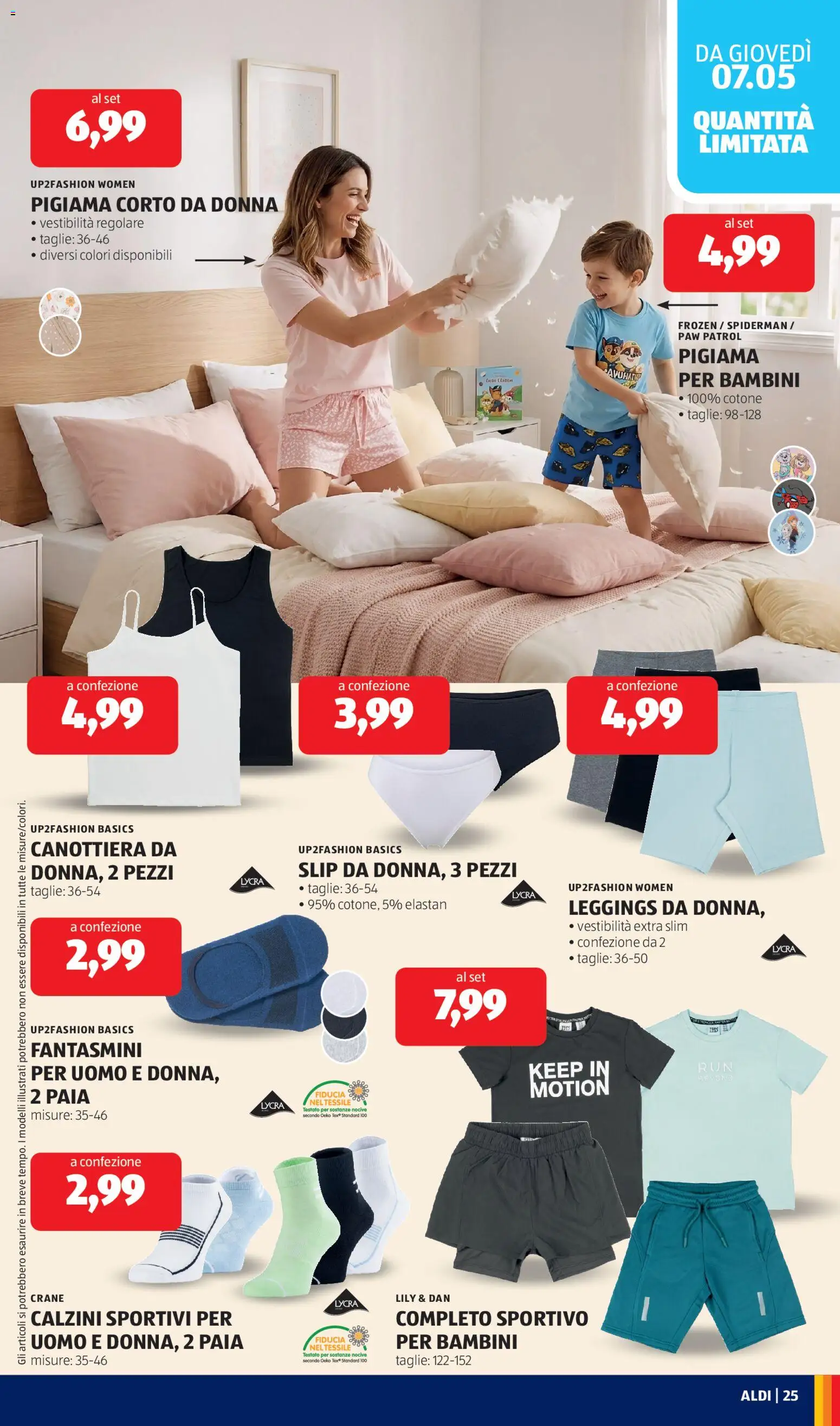 Volantino Aldi del 04.05.2026 | Pagina: 25 | Prodotti: Leggings, Slip, Fantasmini, Top