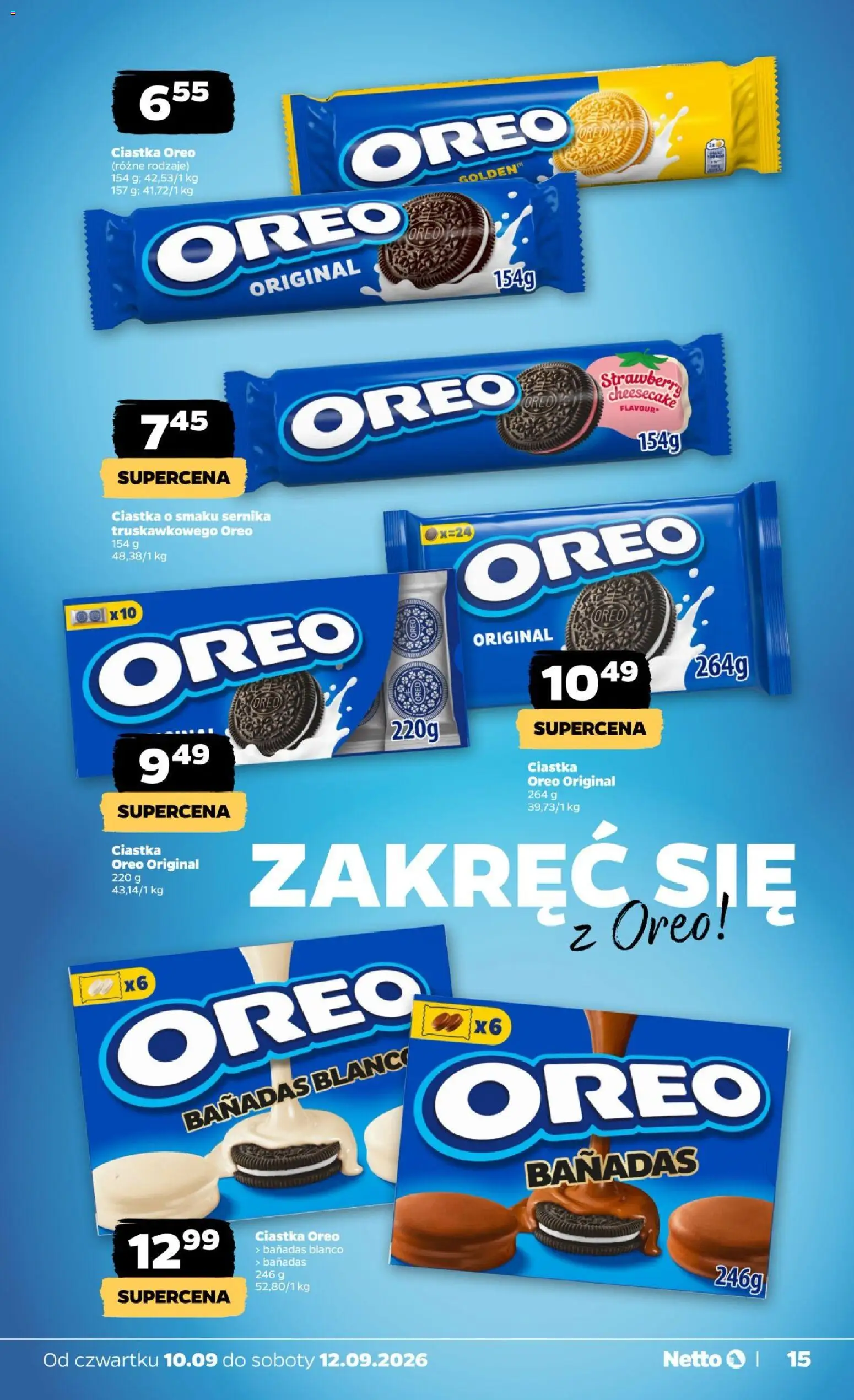 Netto gazetka od czwartku od 10.09.2026 | Strona: 15 | Produkty: Oreo, Ciastka Oreo, Ciastka