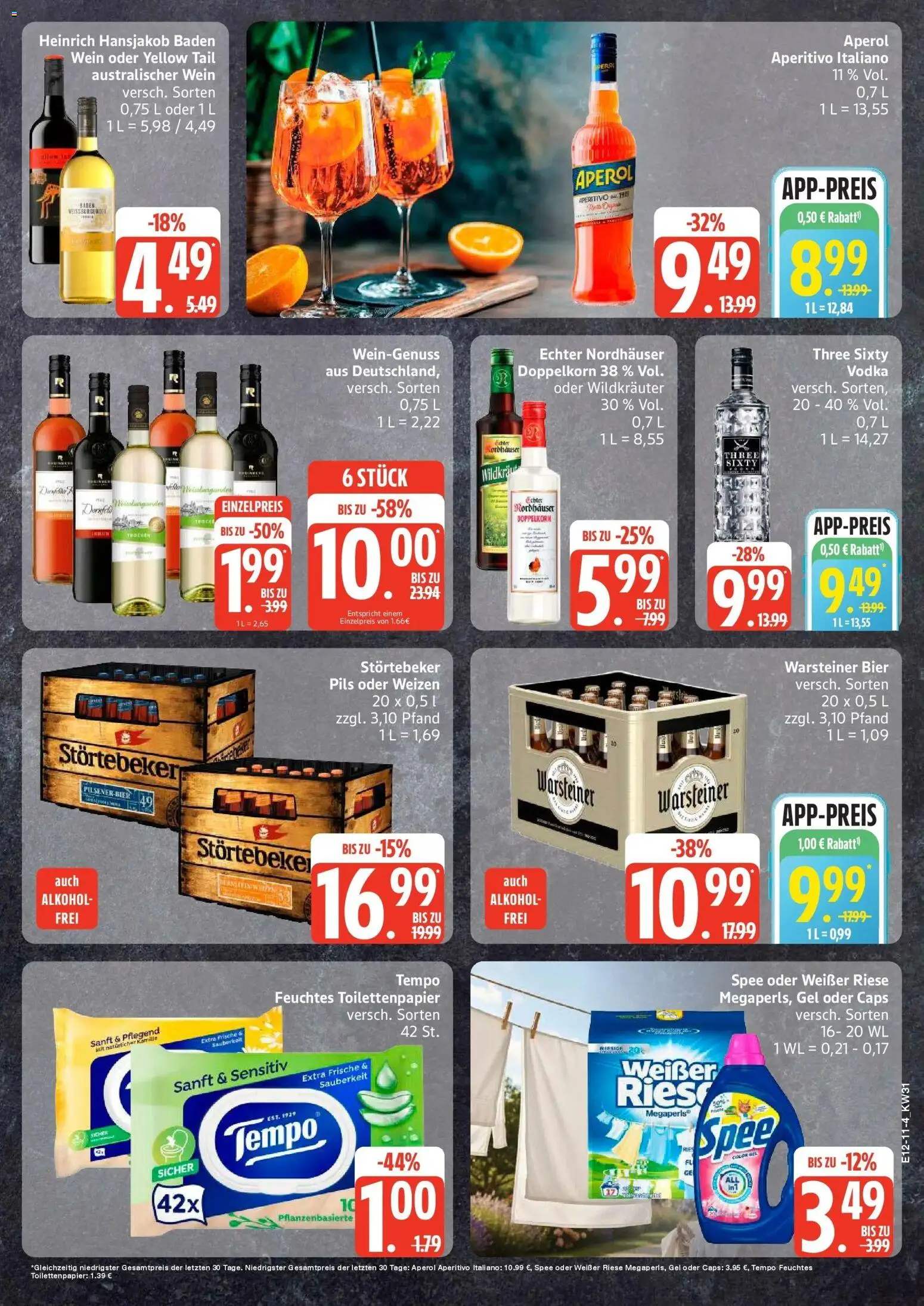 Edeka Prospekt Woldegk – gültig ab 27.07.2026 | Seite: 11 | Produkte: Tempo, Wein, Vodka, Toilettenpapier