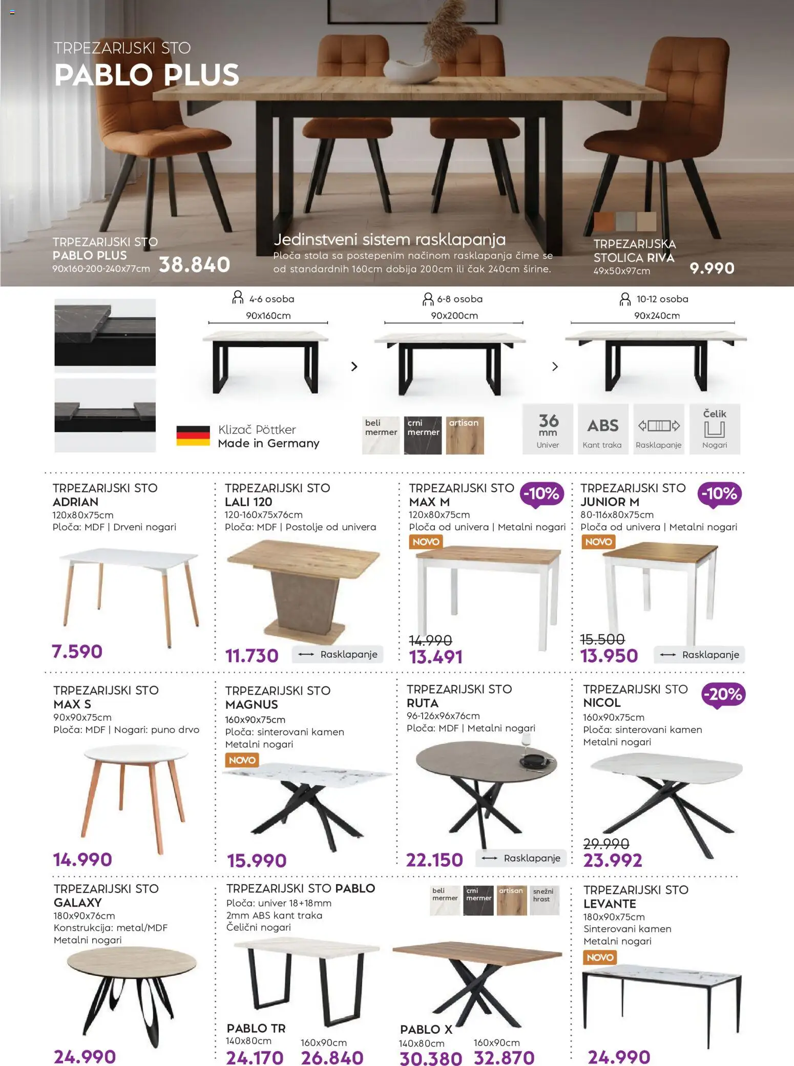 Matis katalog - važi od 01.01.2026 | Strana: 18 | Proizvode: Sto, Stolica, Trpezarijski sto