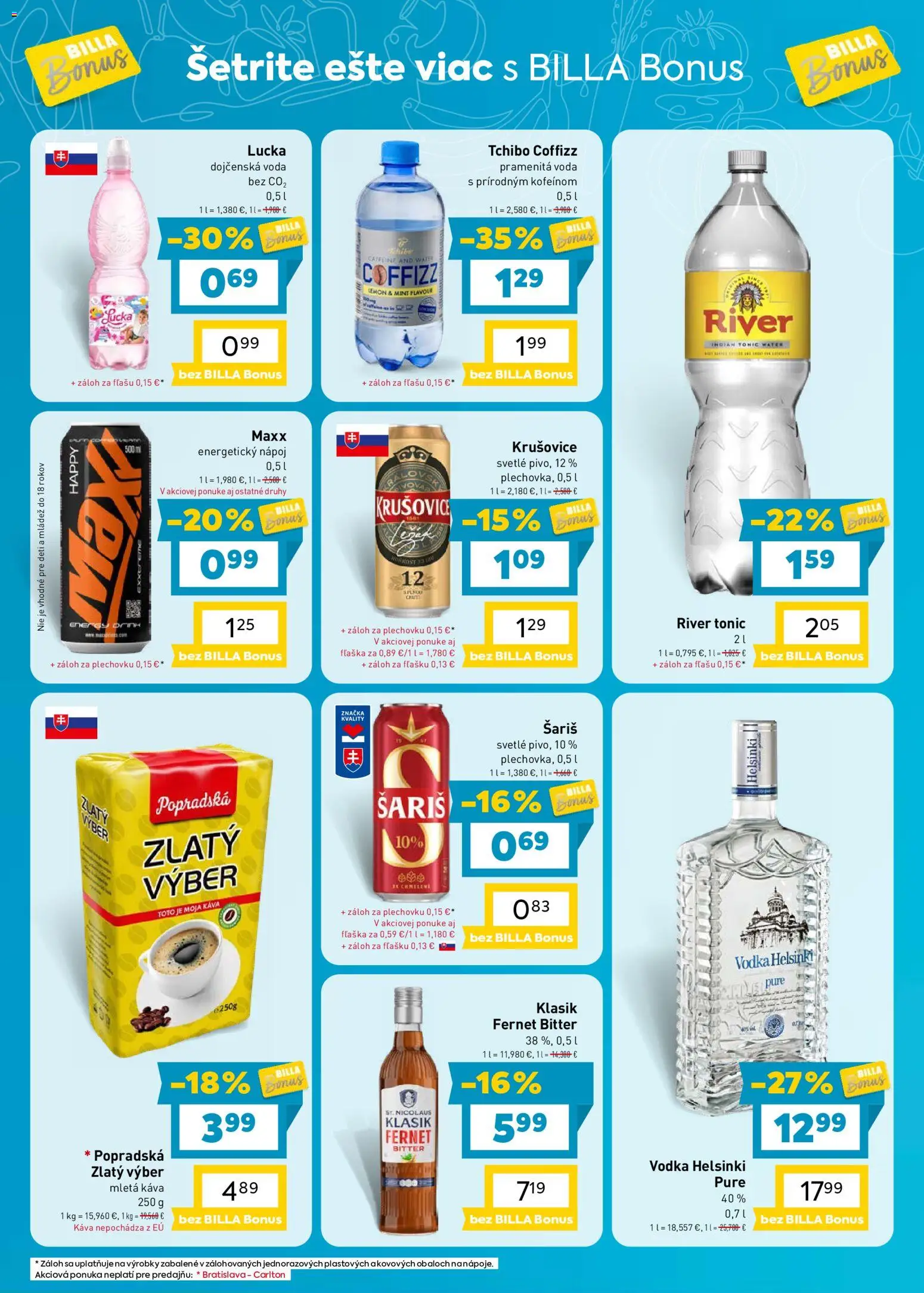 Nové Billa akcie – leták je platný od 26.08.2026 | Strana: 6 | Produkty: Krušovice, Lucka, Mletá káva, Energetický nápoj