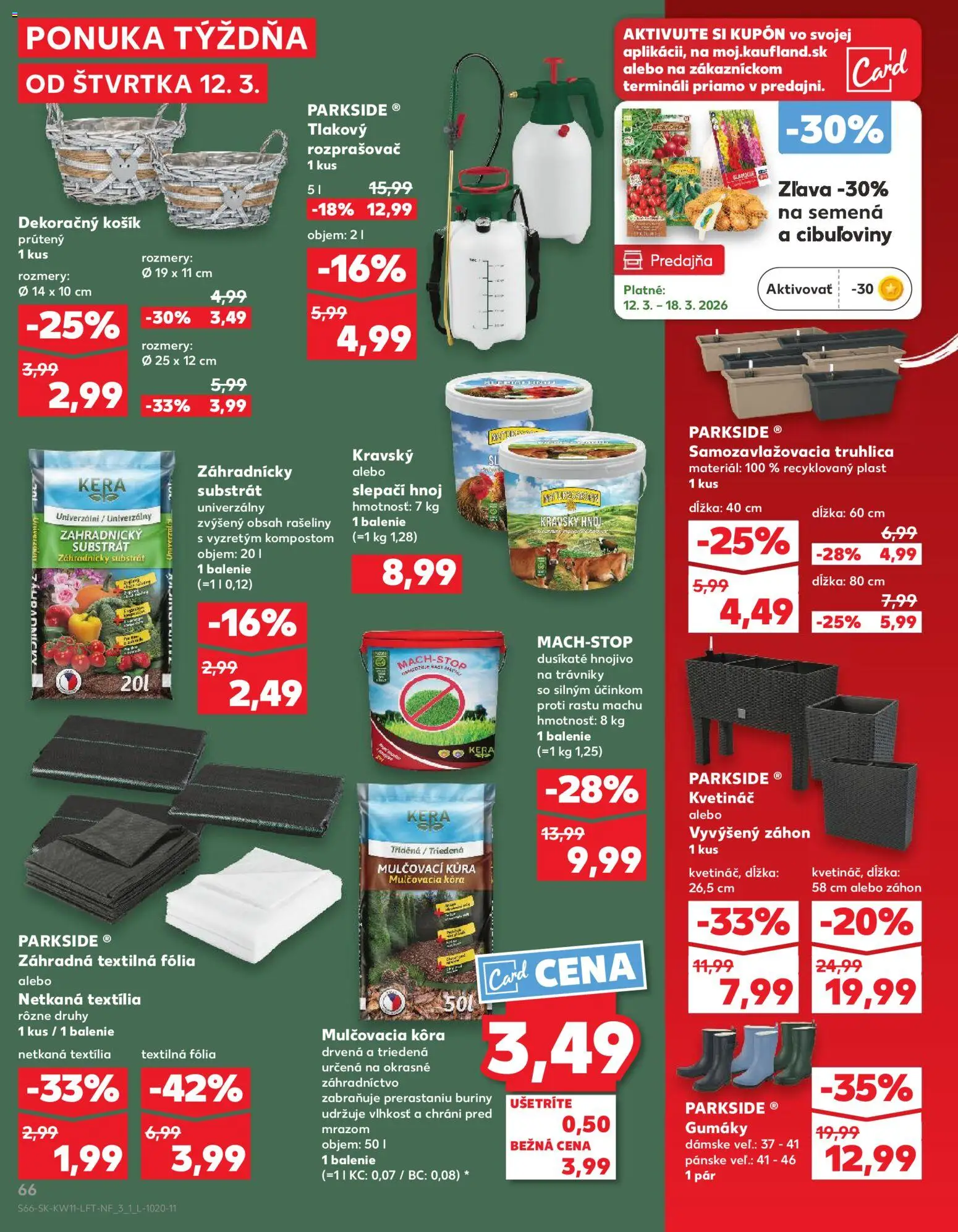 Nové Kaufland akcie – leták je platný od 12.03.2026 | Strana: 66 | Produkty: Vyvýšený záhon, Parkside, Kvetináč