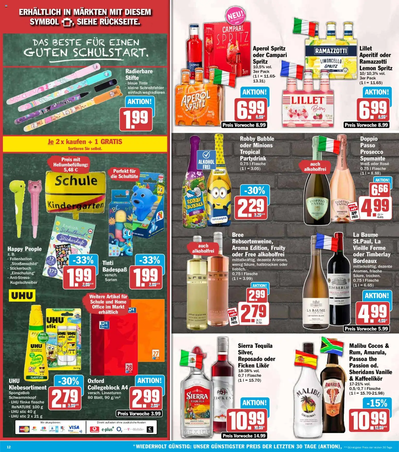 HIT Prospekt – gültig ab 10.08.2026 | Seite: 12 | Produkte: Merlot, Lillet, Prosecco, Ramazzotti