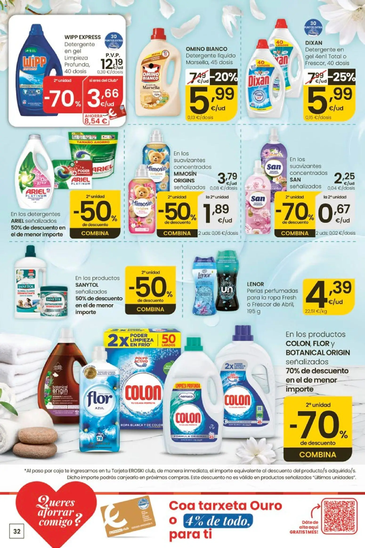 Eroski Ofertóns de verán │ válido desde el 11.06.2026 | Página: 32 | Productos: Detergente, Ropa, Detergente líquido, Caja
