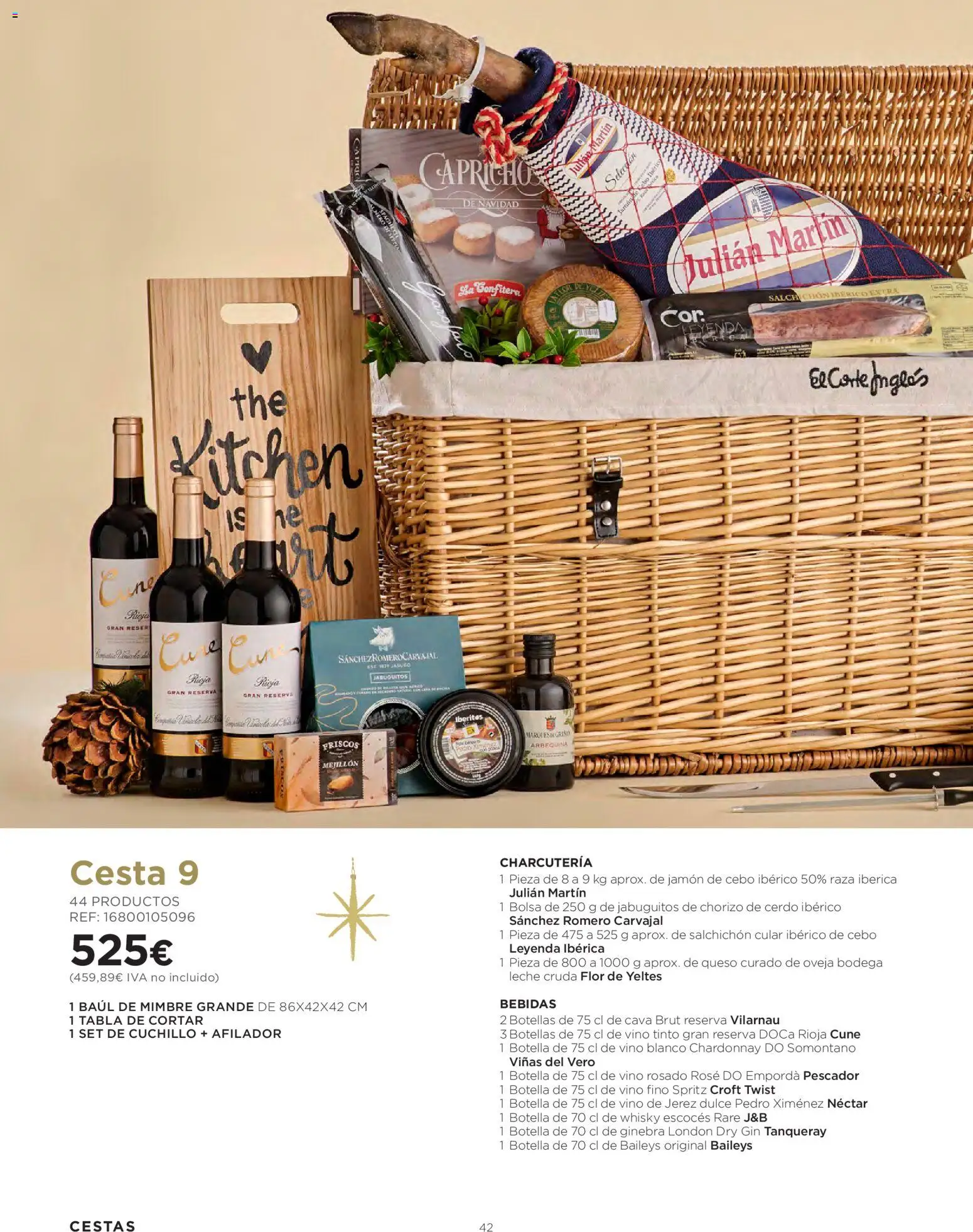 El Corte Inglés Cestas Navidad 2026 │ válido desde el 08/10/2026 | Página: 42 | Productos: Vino rosado, Vino, Queso curado, Vino blanco